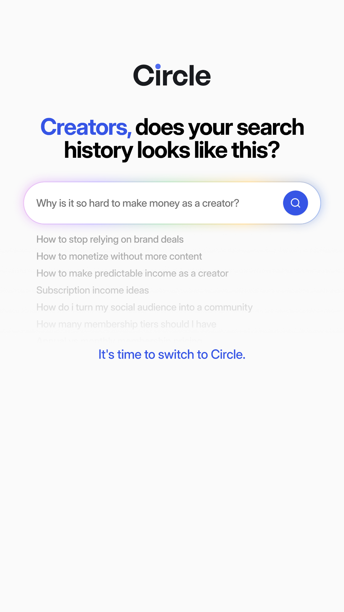 Circle Facebook ad: Circle helps creators build income that lasts