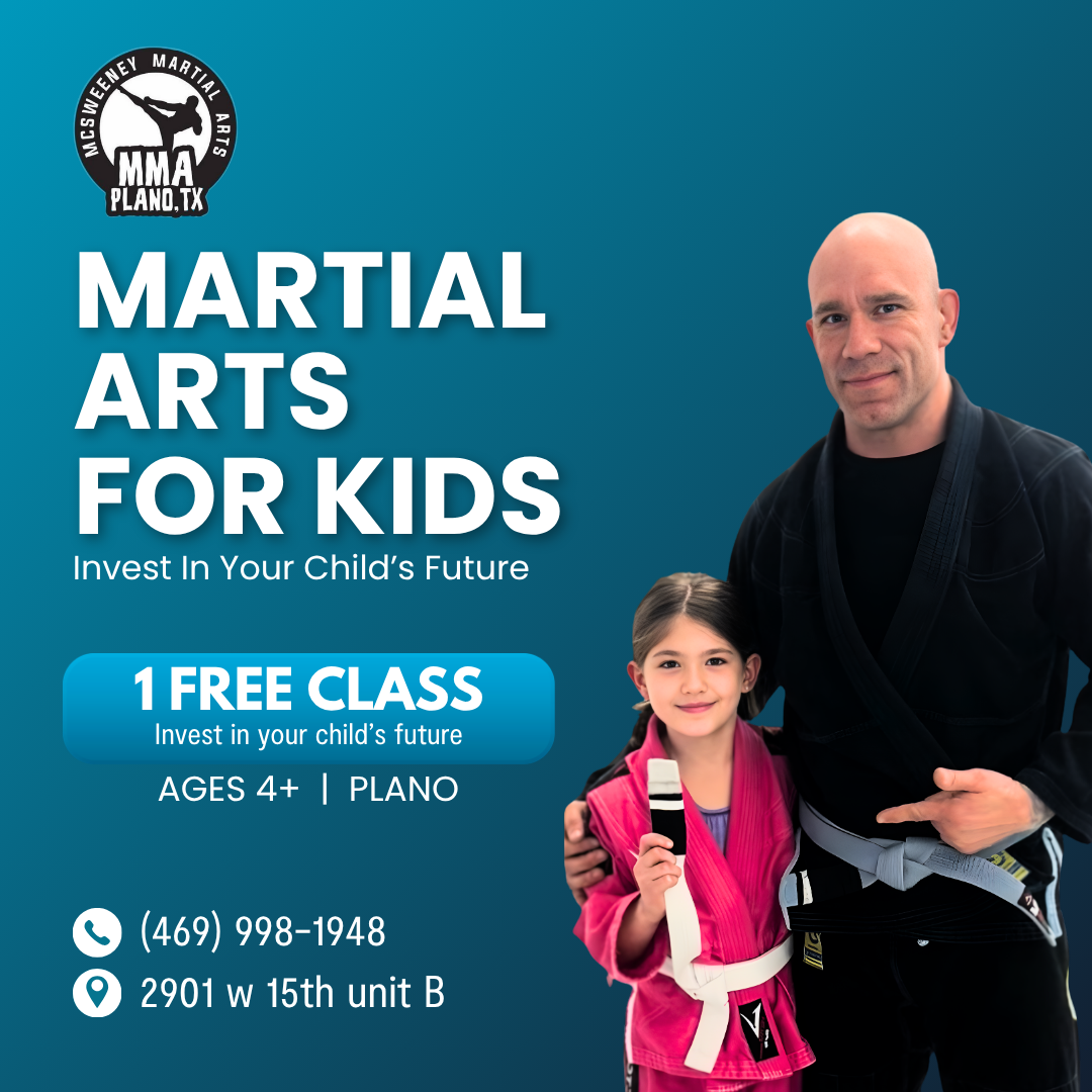 Mcsweeney Martial Arts Plano Texas Facebook ad: Kids Martial Arts (Ages 4+) | Free Trial Pass