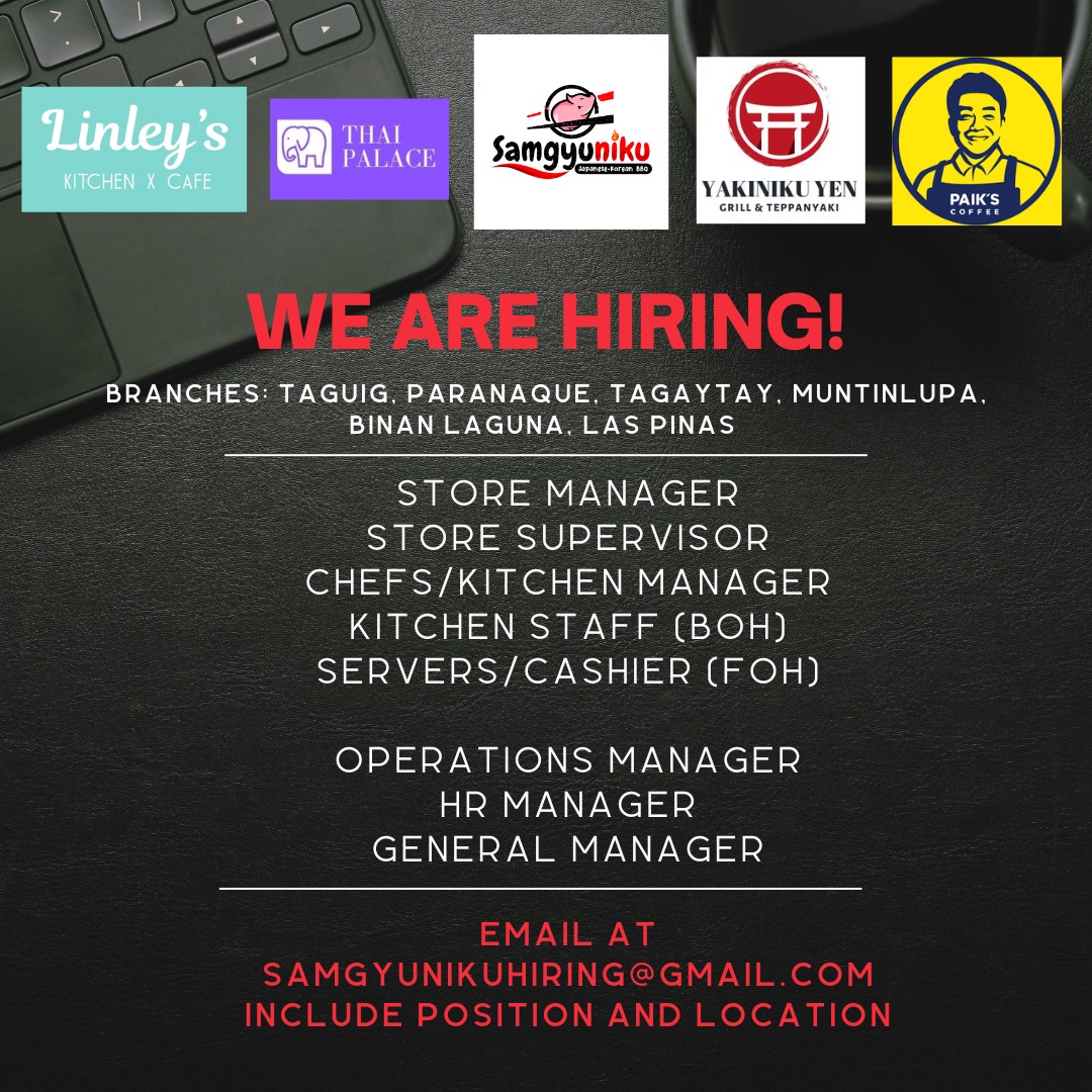 Samgyuniku Careers Facebook ad: Email CV/resume to samgyunikuhiring@gmail.com