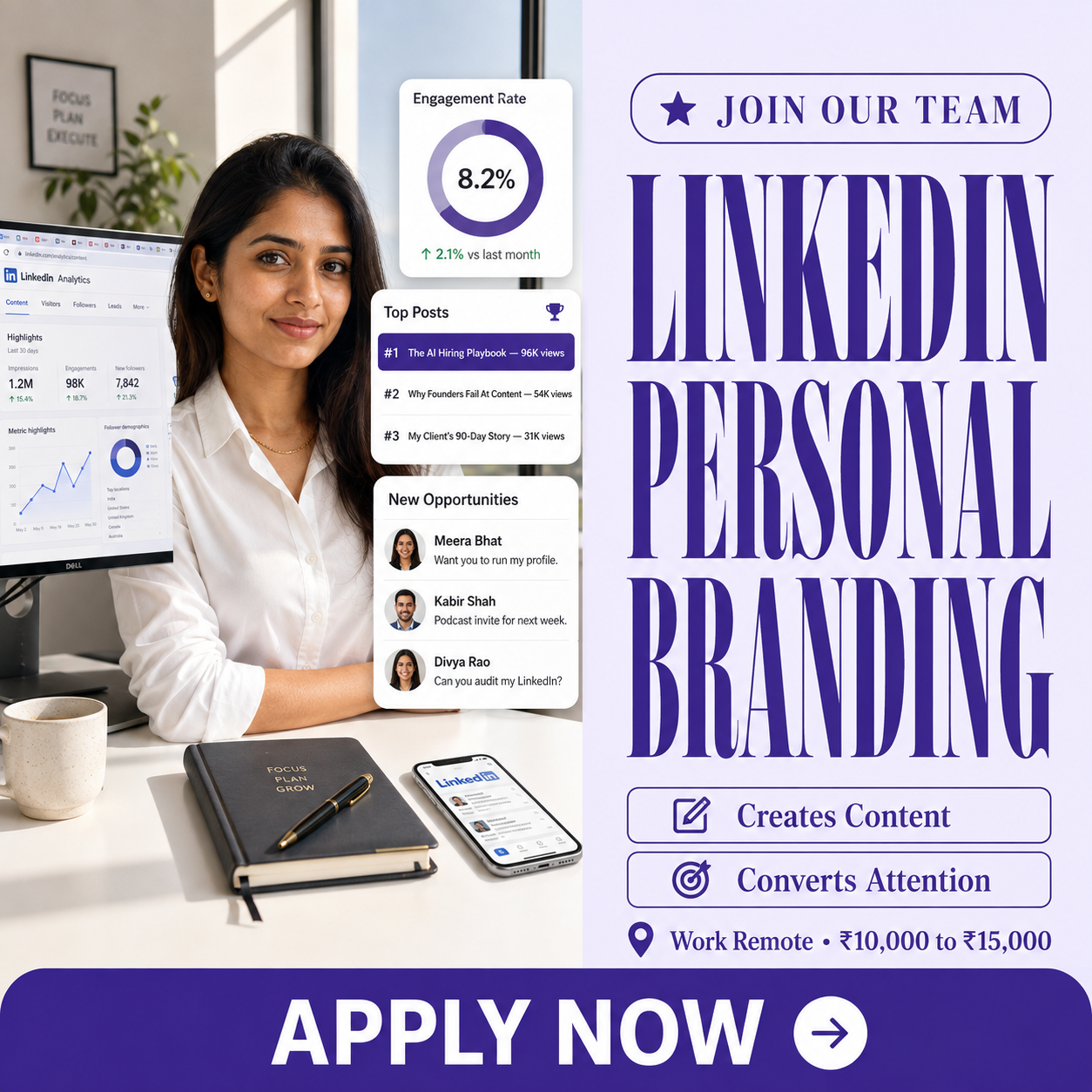 Bookmymeet Facebook ad: We're Hiring: LinkedIn Personal Branding Executive