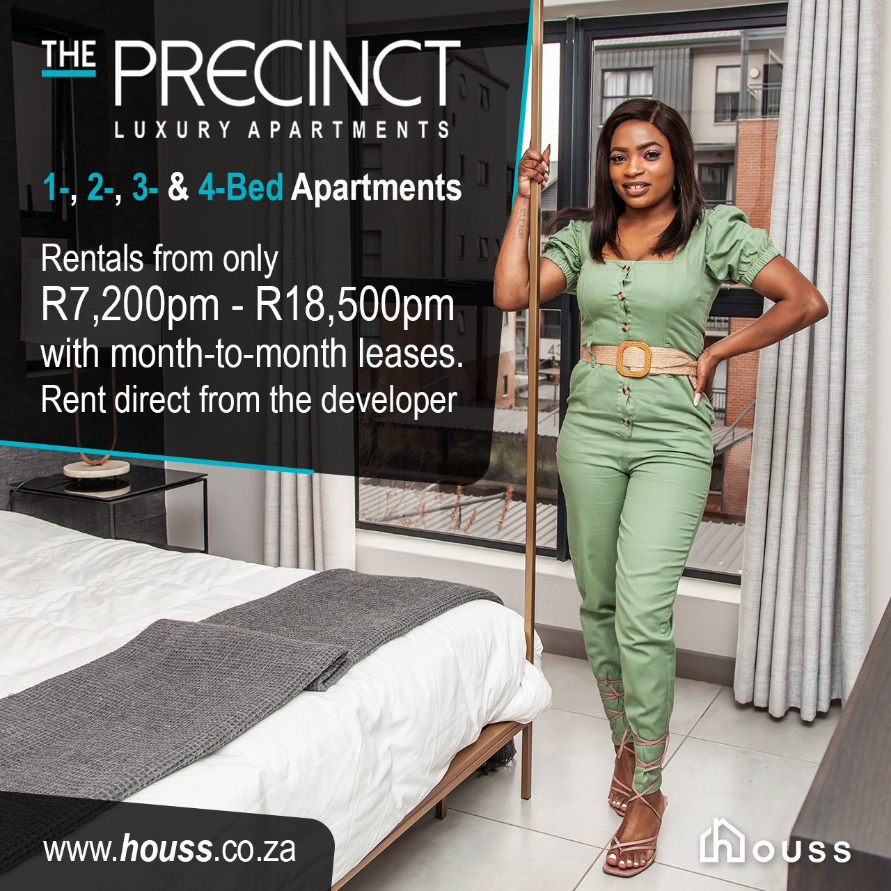Houss Rentals Facebook ad: Come home to The Precinct Luxury Apartments in…