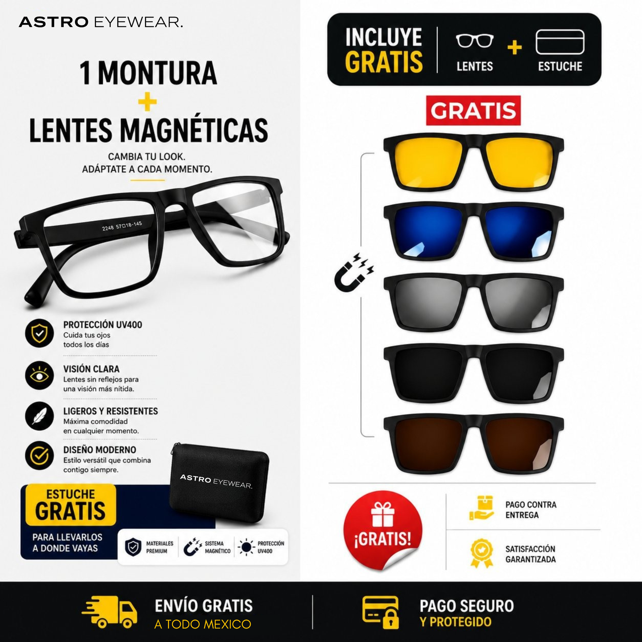 Astro eyewear Facebook ad: ¡Llévate 6 y paga solo 1 + Envío Gratis!