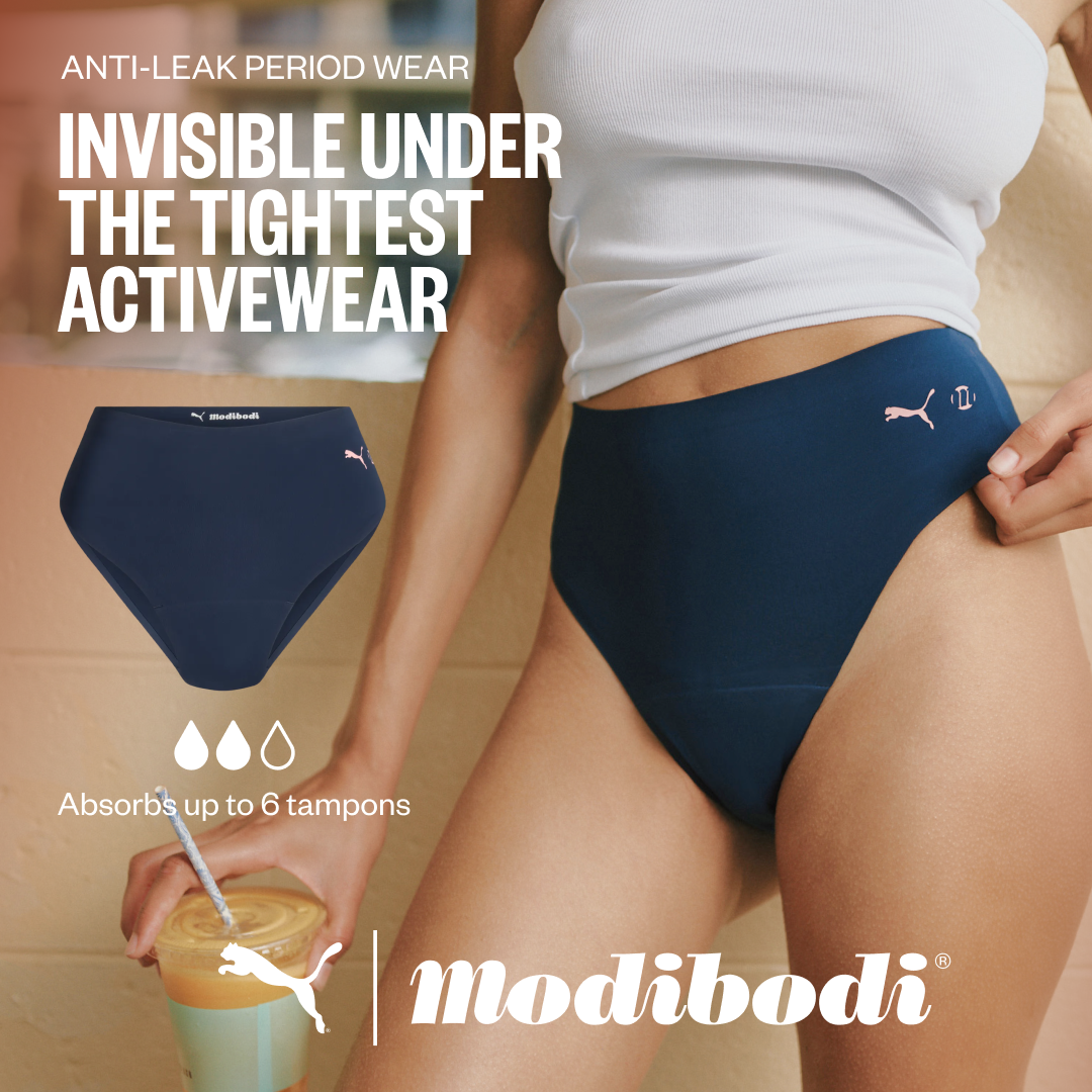 Modibodi Facebook ad: SHOP RESTOCKED PUMA X MODIBODI BESTSELLERS