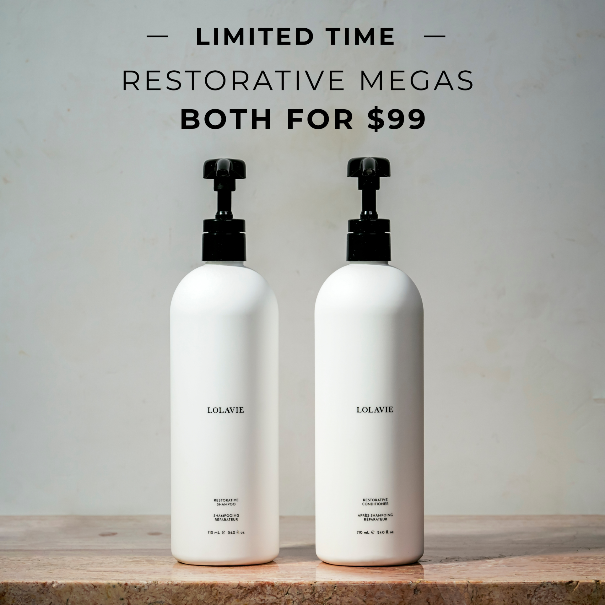 LolaVie Facebook ad: Restorative Megas: Both for $99!