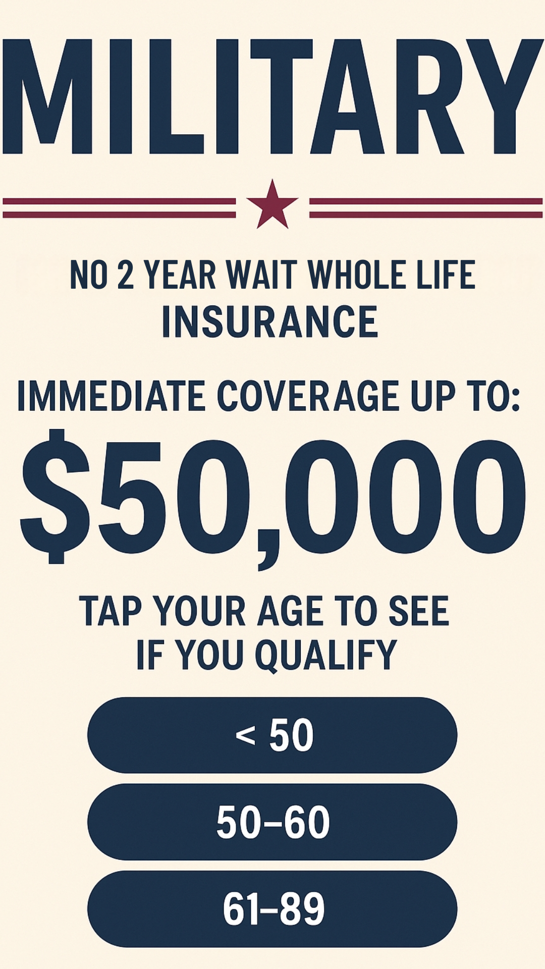 US Veterans Insurance Facebook ad