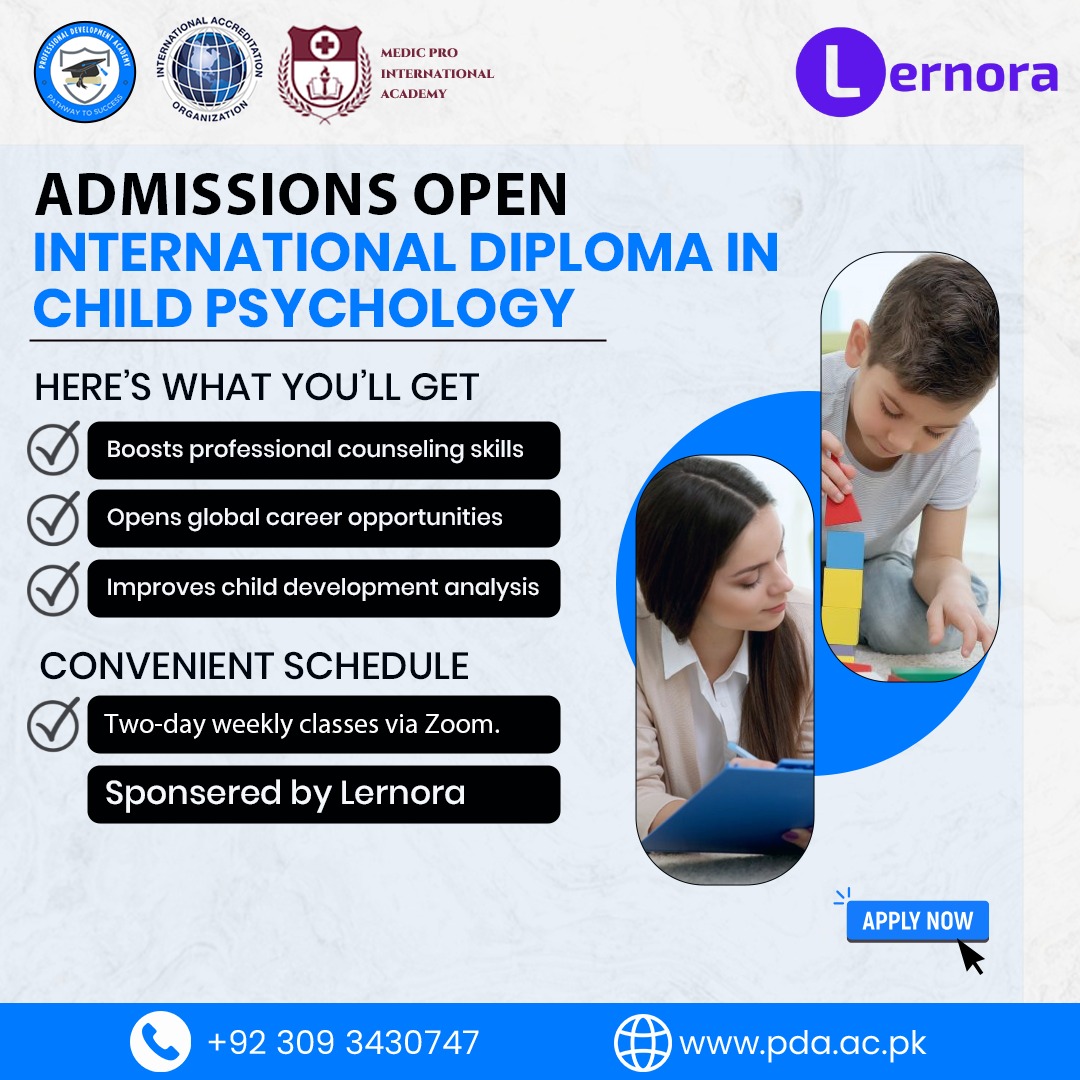 Professional Development Academy Facebook ad: International Diploma in Child Psychology