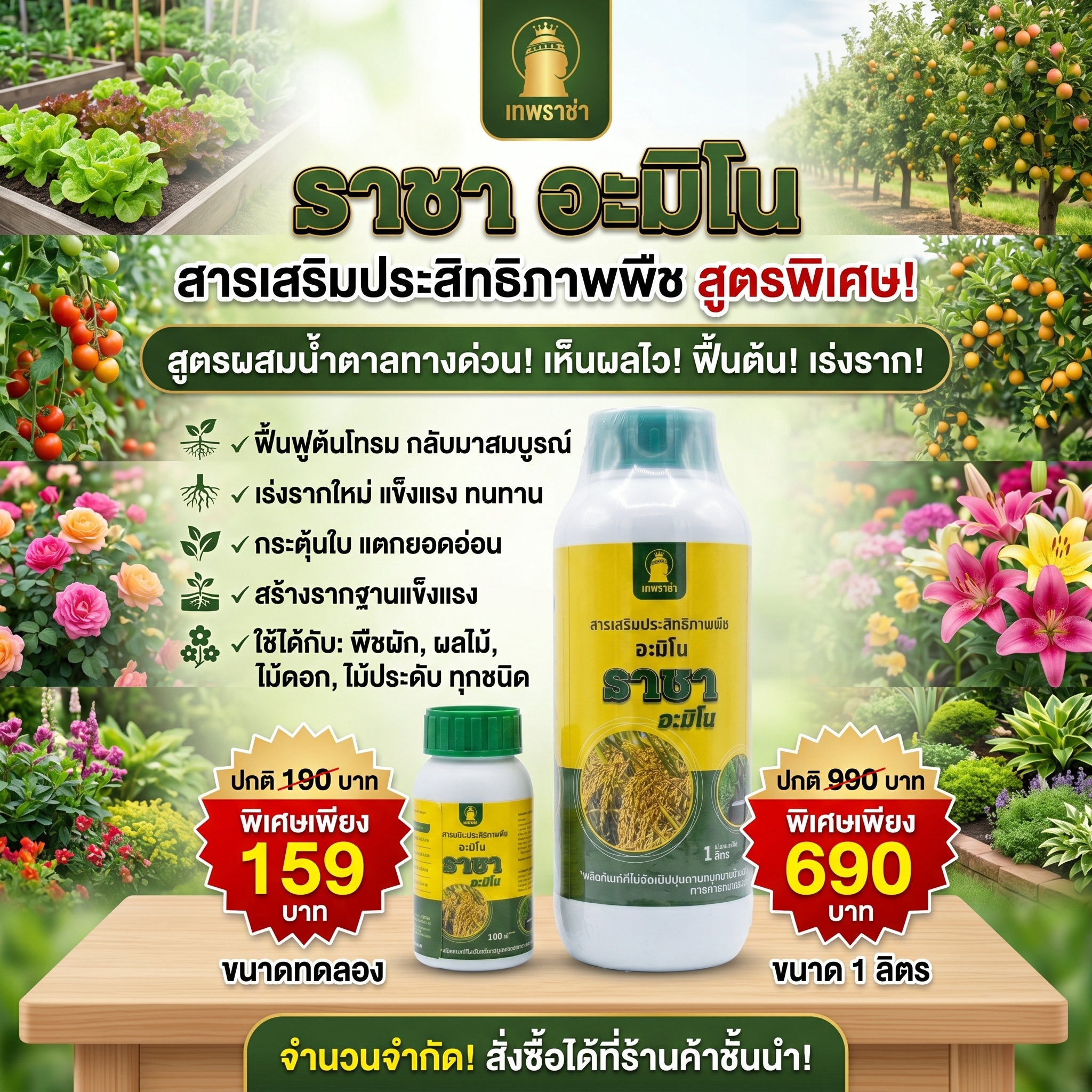 เทพราชา เพจหลักบริษัท Facebook ad: ต้นโทรม ใบเหลือง ไม่กินปุ๋ย!