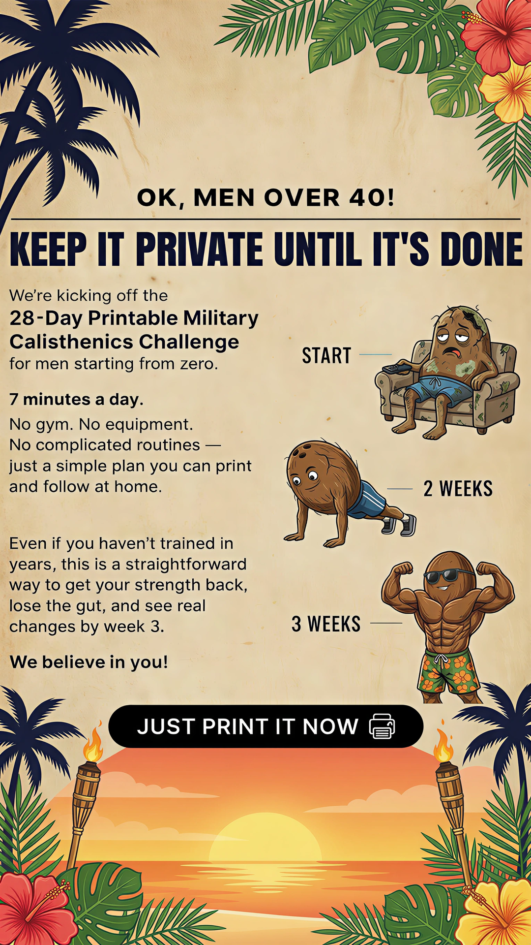 Military Training System Facebook ad: Feel Strong and Unstoppable with Military Calisthenics