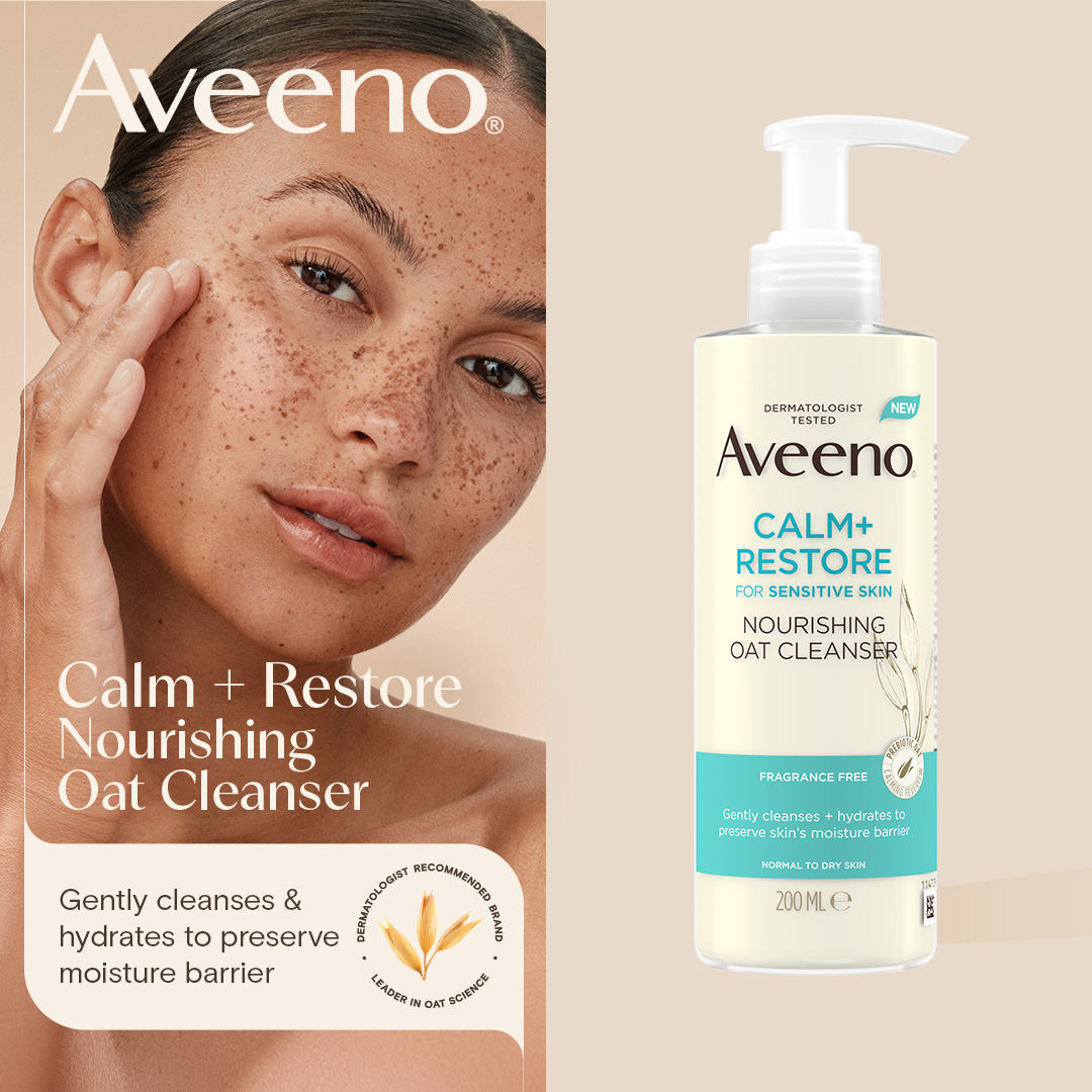 Aveeno Facebook ad: Aveeno Calm+Restore