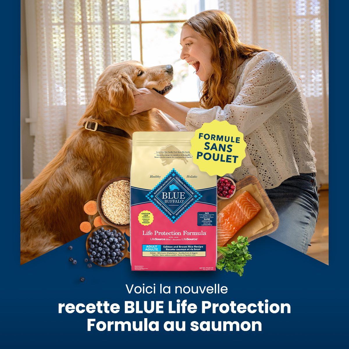 Blue Buffalo Facebook ad: NOUVELLE recette au saumon