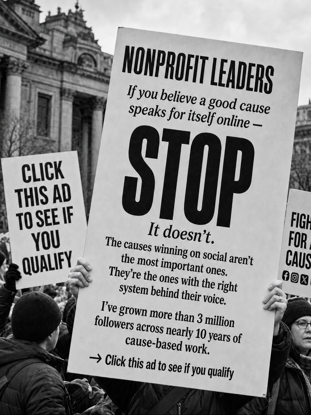 Wise Digital Strategies Facebook ad: Grow Your Cause's Audience by 50-86% in 3 Months