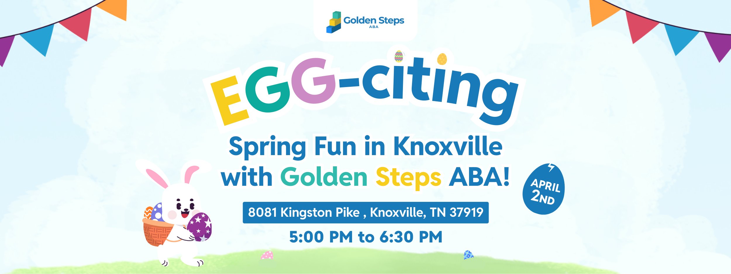Golden Steps ABA Facebook ad: Easter Egg Hunt & Sensory Play | Knoxville ABA Family Event