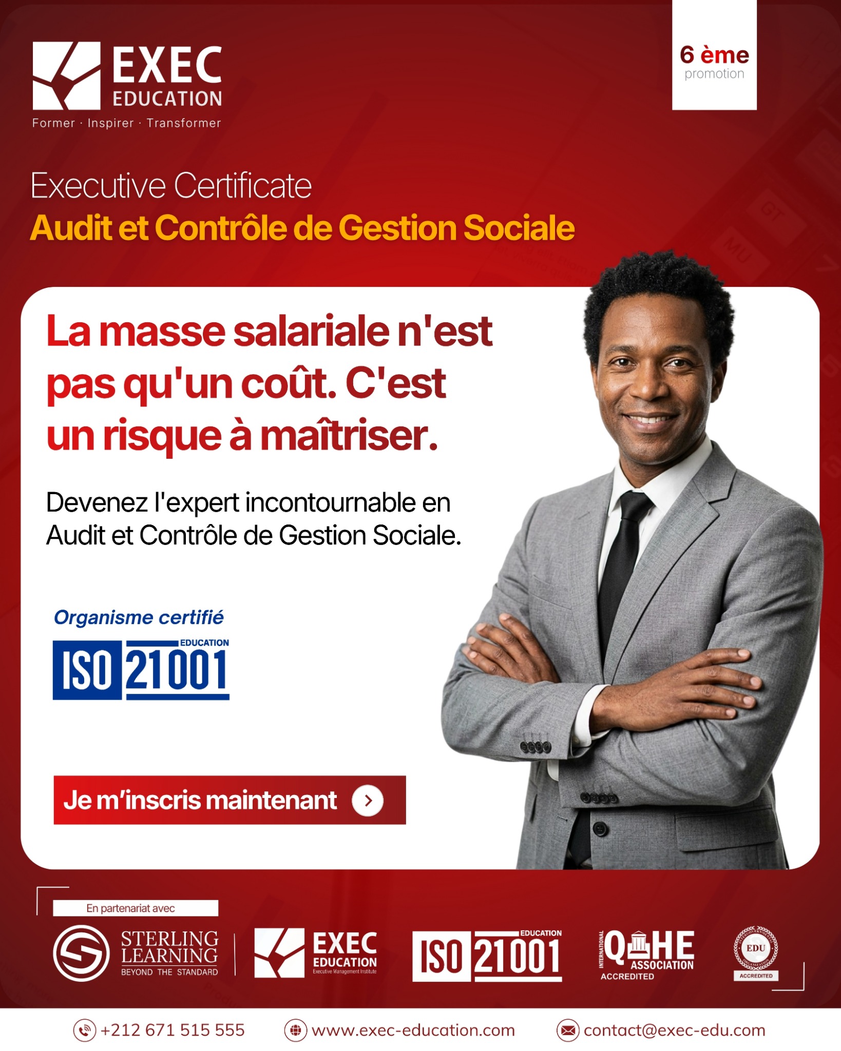 EXEC Education Facebook ad: Masse salariale: Maîtrisez les risques dès maintenant!