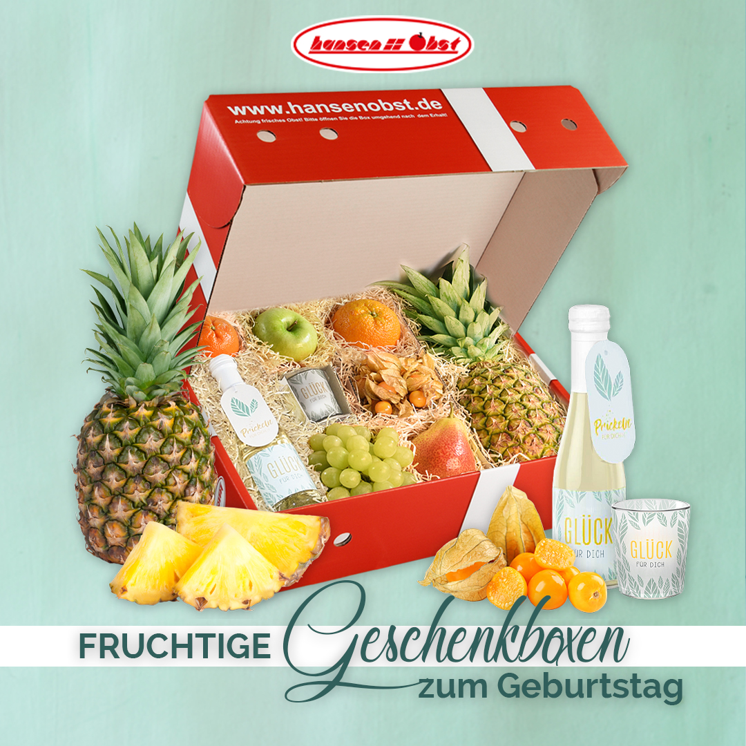 Hansen Obst Facebook ad: Fruchtige Geburtstagsgeschenke: Überrasche deine Liebsten…