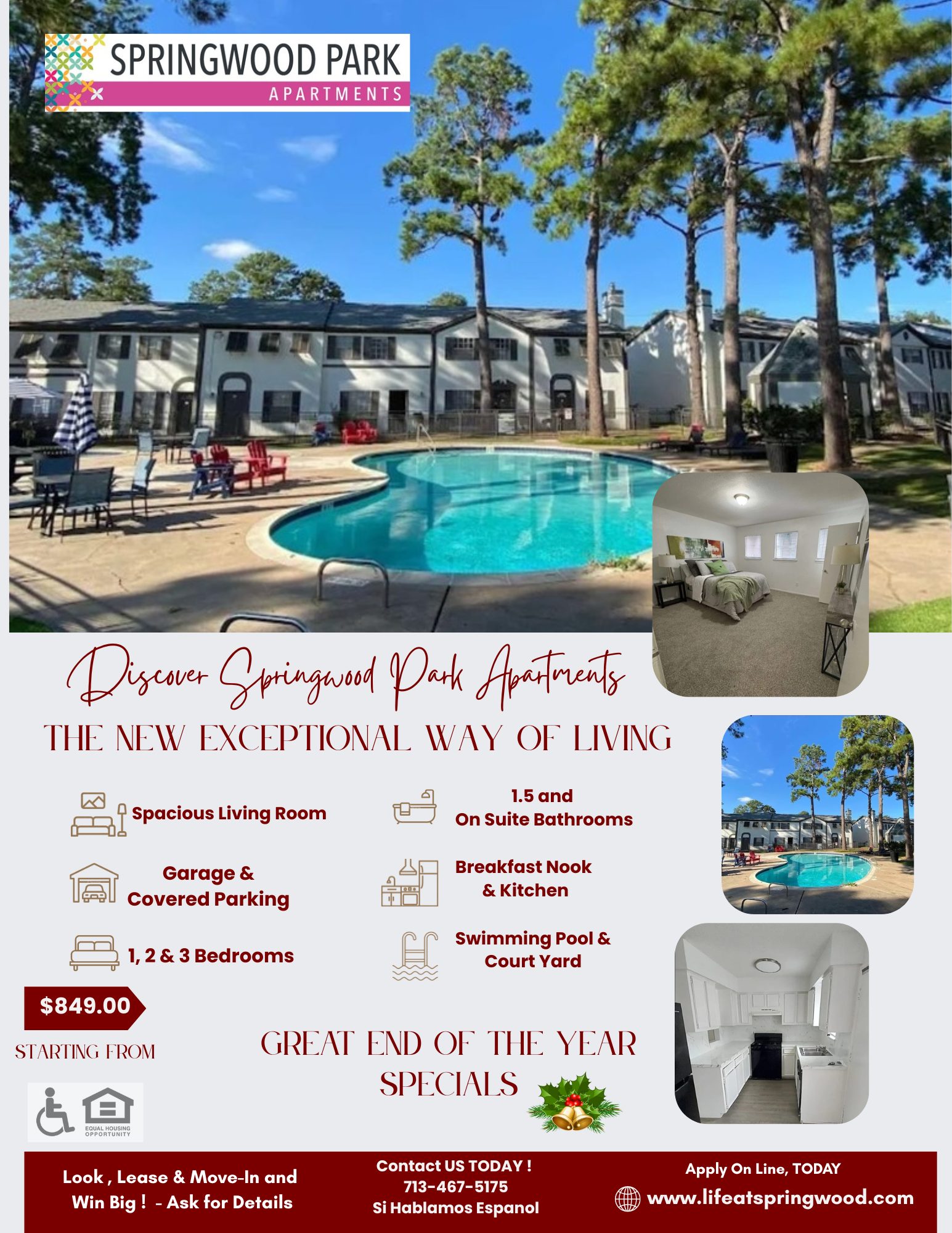 Springwood Park Apartments Facebook ad: Tis The Season to Experience The New Exceptional…