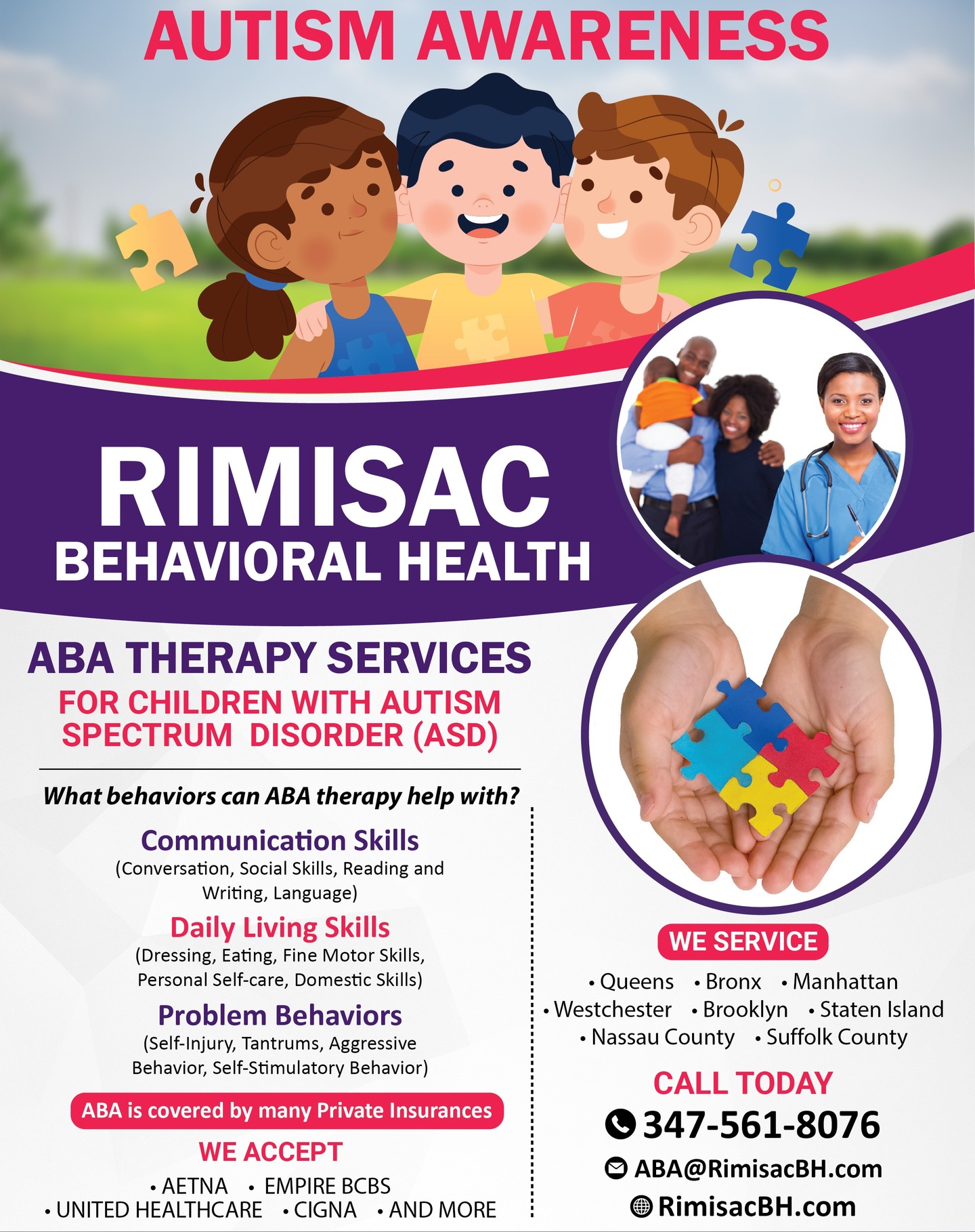 Rimisac Behavioral Health Facebook ad: OPEN ENROLLMENT FOR ABA - NO WAITLIST!