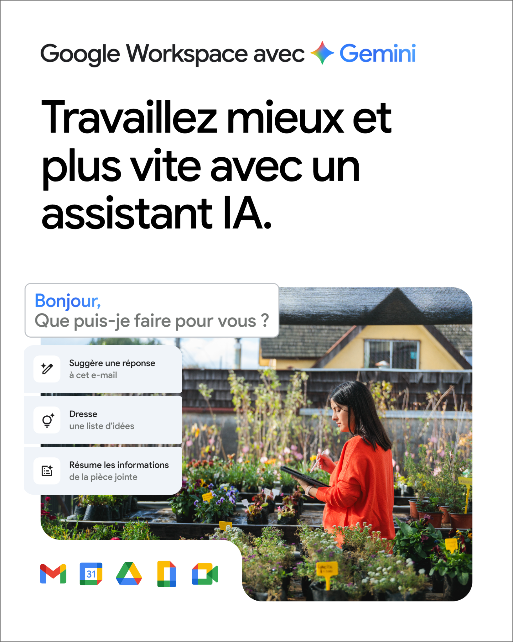 Google Workspace Facebook ad: Déléguez des tâches à l’IA sur Workspace