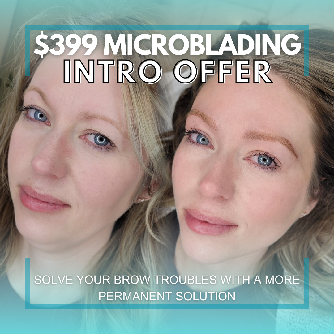 Invisible Ink Studio Facebook ad: Goodbye Sparse Eyebrows, Microblading ONLY $399 (reg. $995)!
