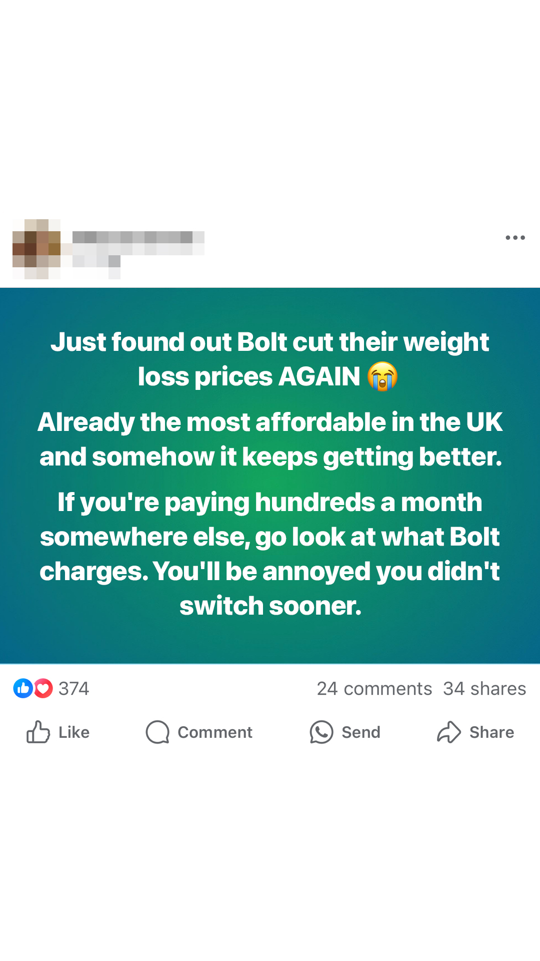 Bolt Pharmacy Facebook ad