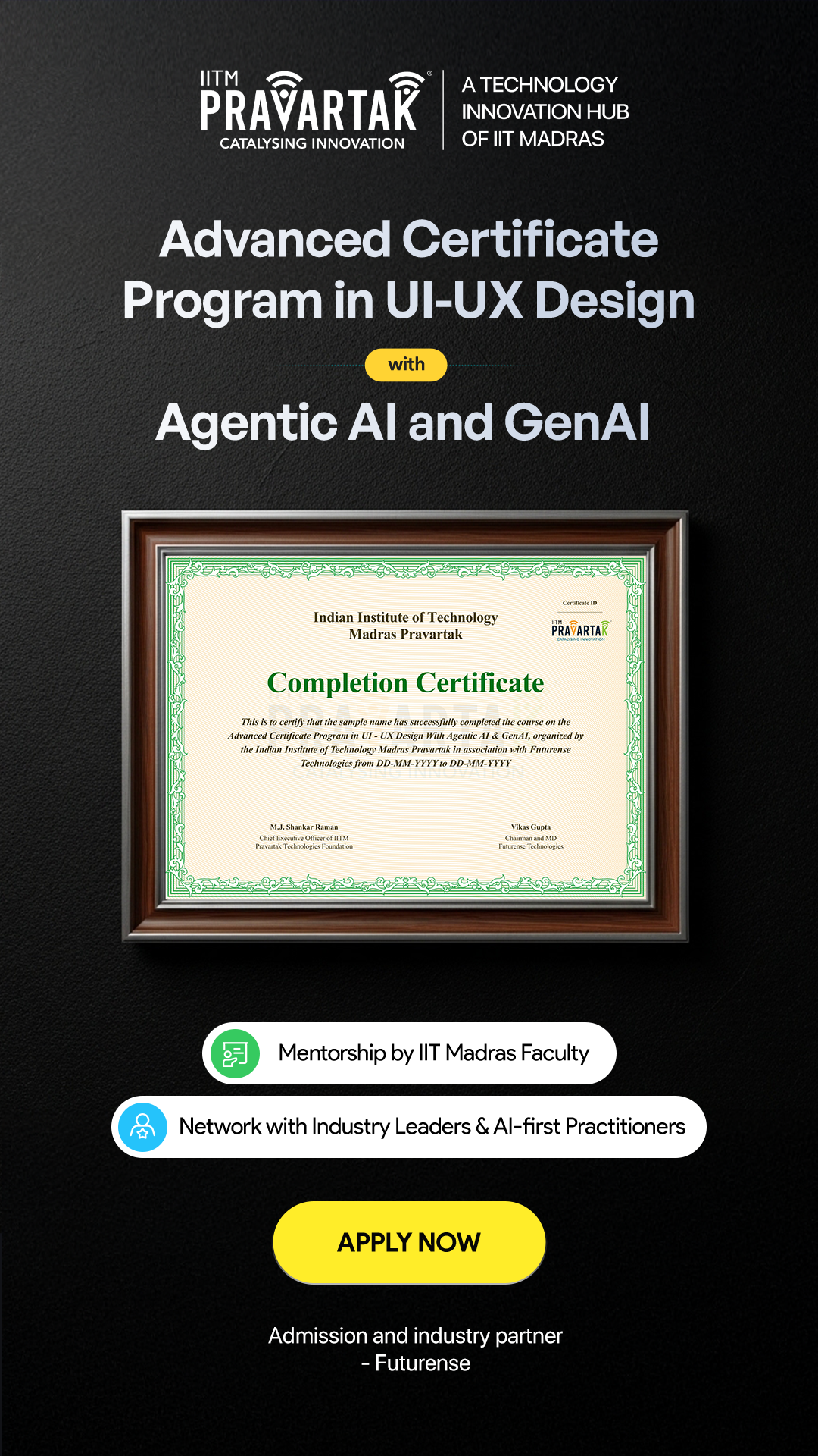 Advanced Certificate Program in UI/UX Design with Agentic AI & Genai Facebook ad from Jan 29, 2026