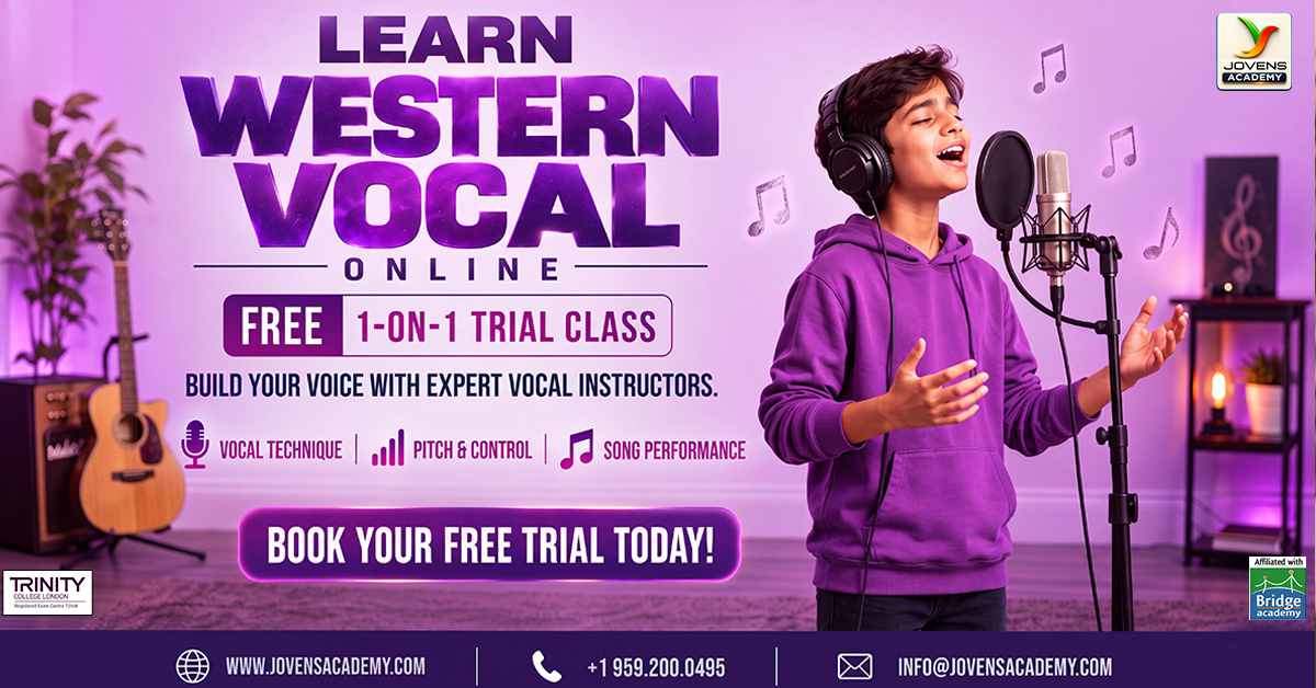 Jovens Academy Facebook ad: Book Your FREE Music Trial