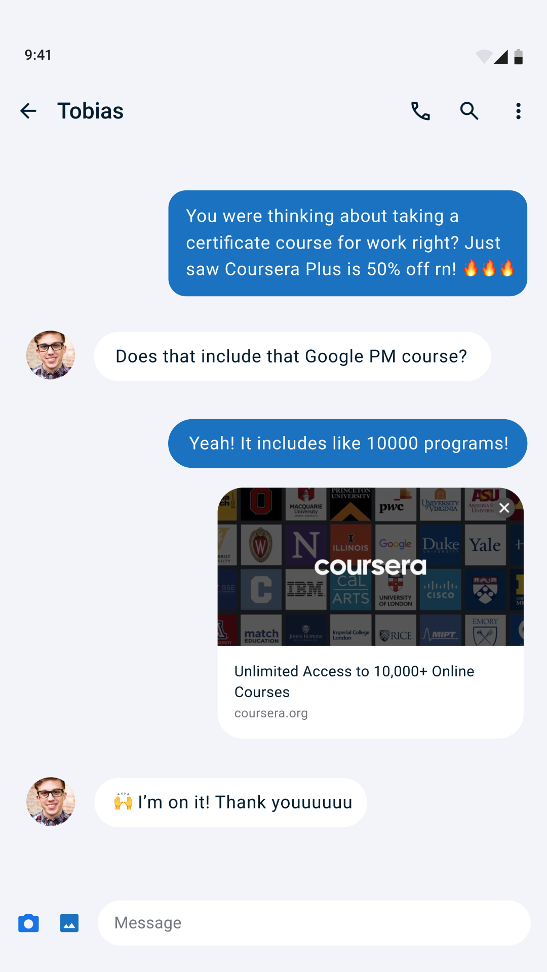 Coursera Facebook ad