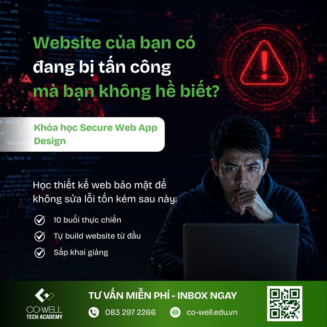 Co-Well Tech Academy Facebook ad: Web của bạn có đang bị tấn công?