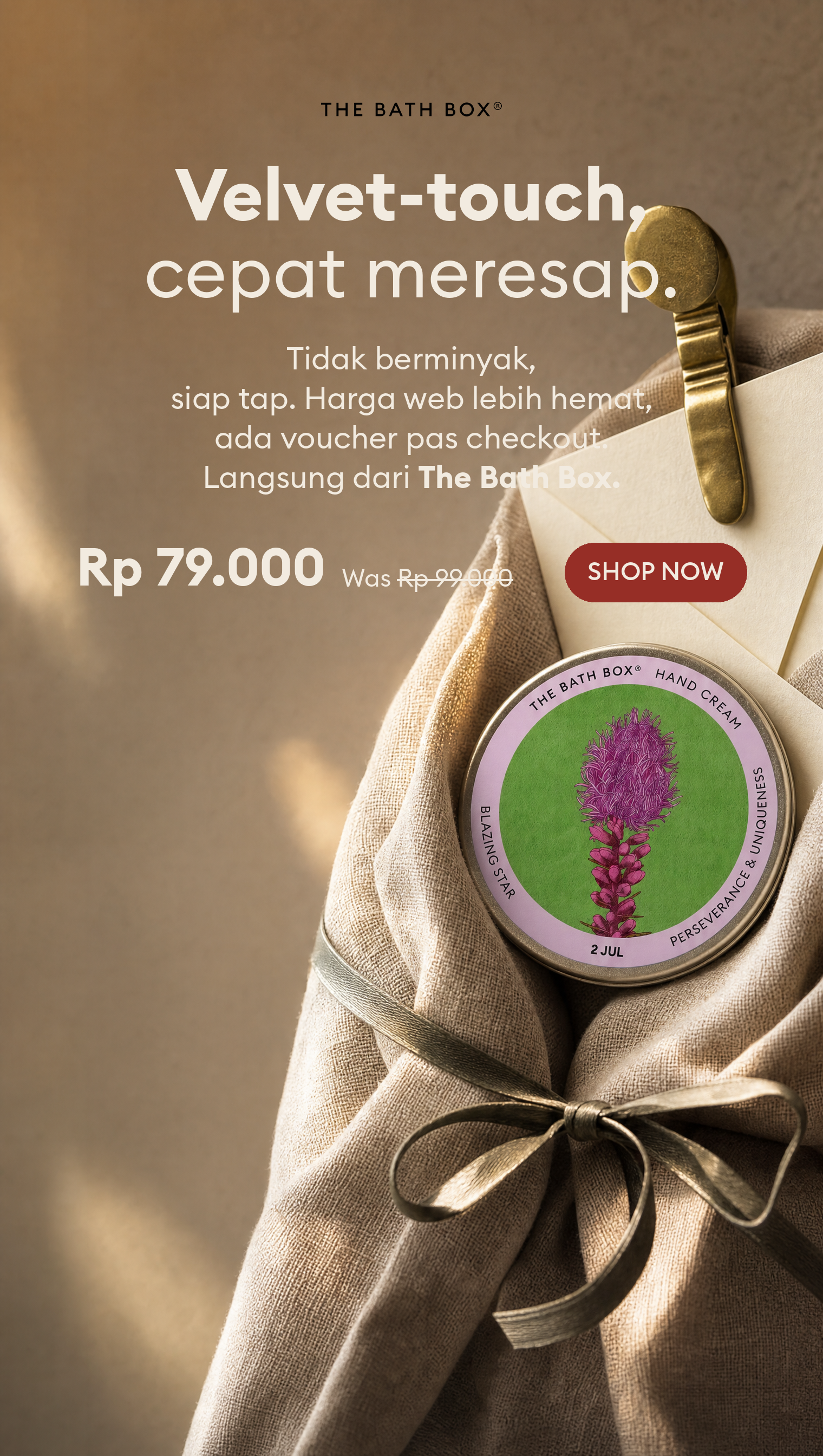 The Bath Box Facebook ad: Velvet-touch, cepat meresap.