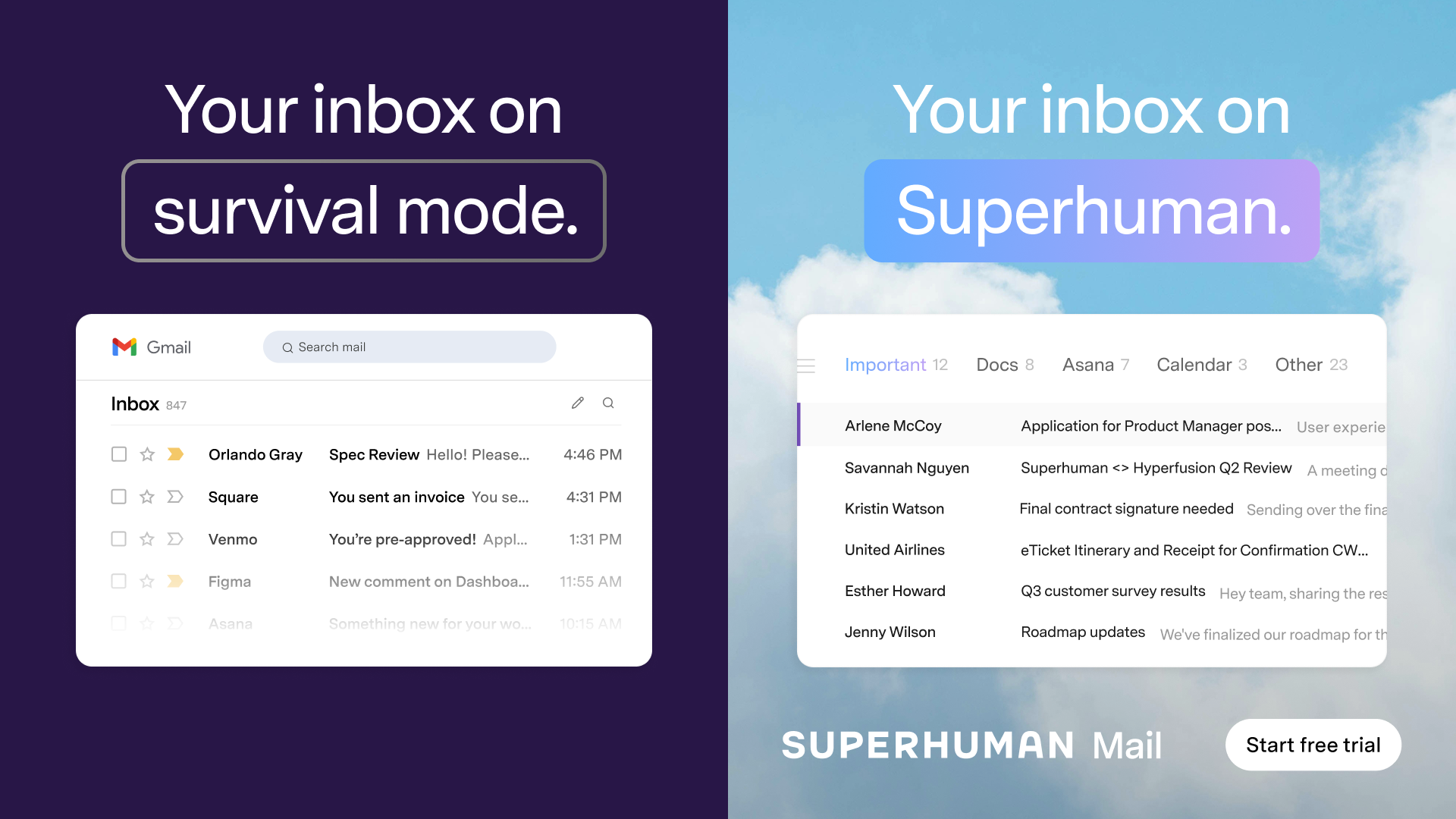 Superhuman Mail Facebook ad