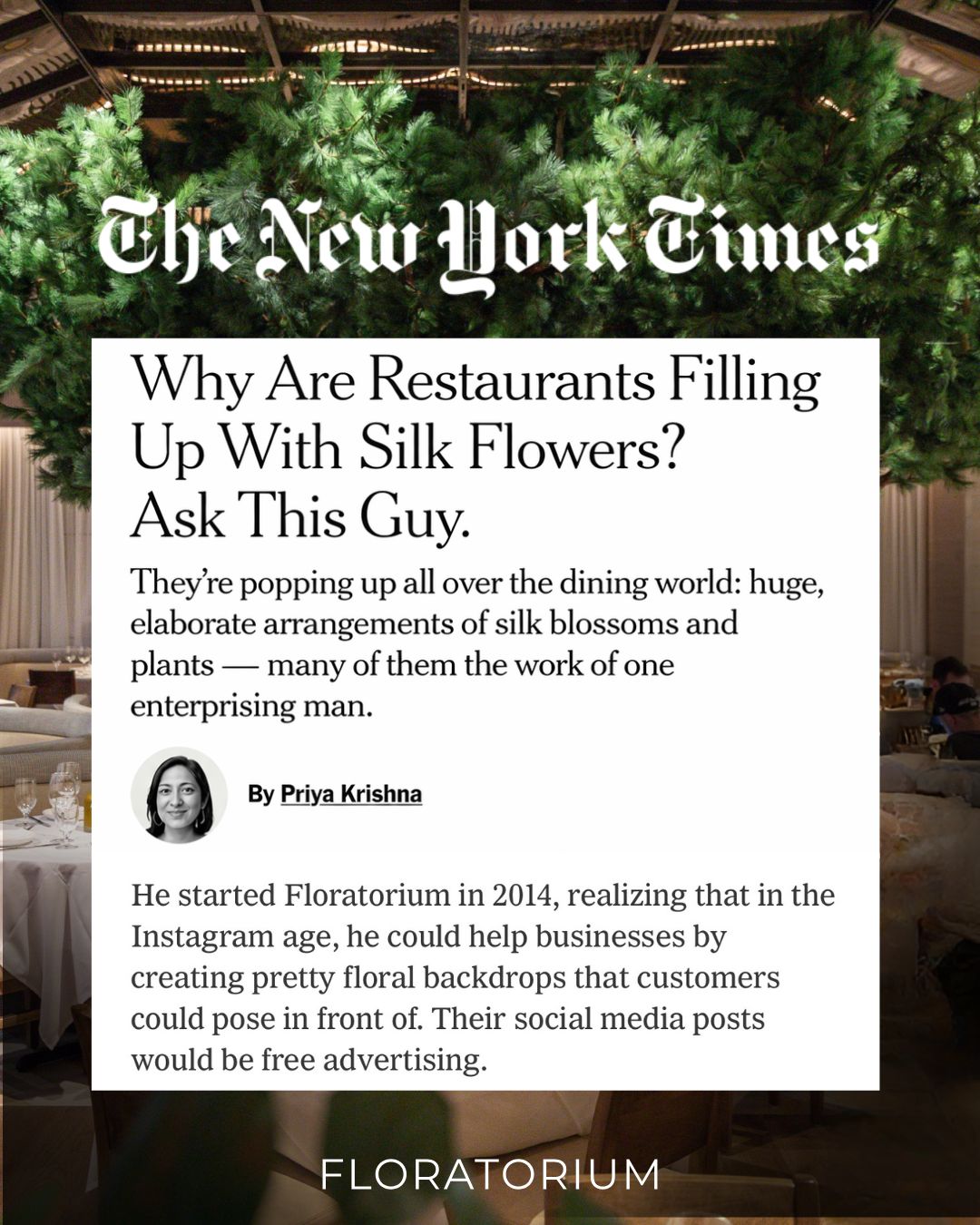 Floratorium Facebook ad: The The New York Times called it a…