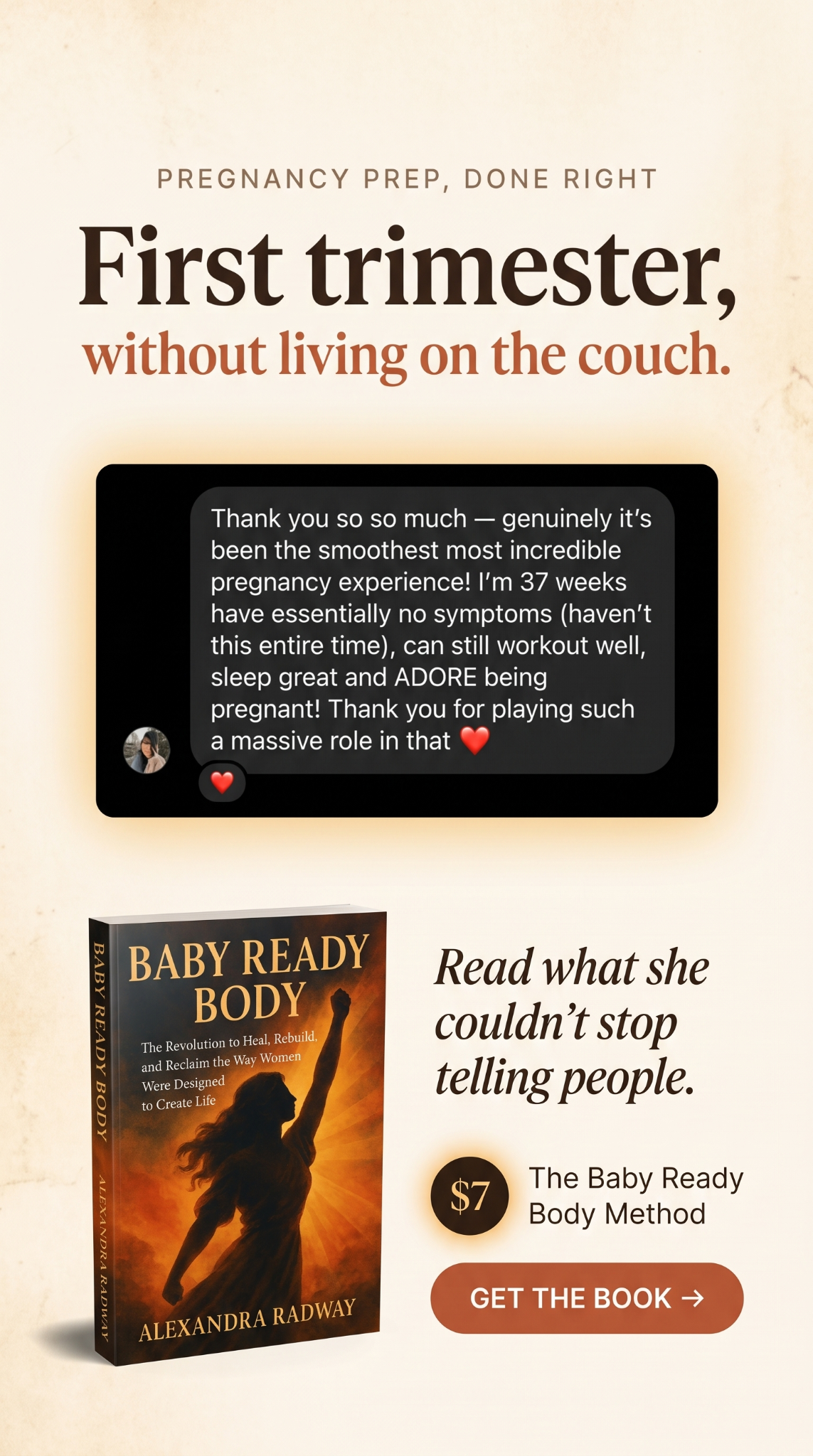 Alexandra Radway Functional Nutritional Therapy Facebook ad: Pregnancy Prep Starts Before Conception