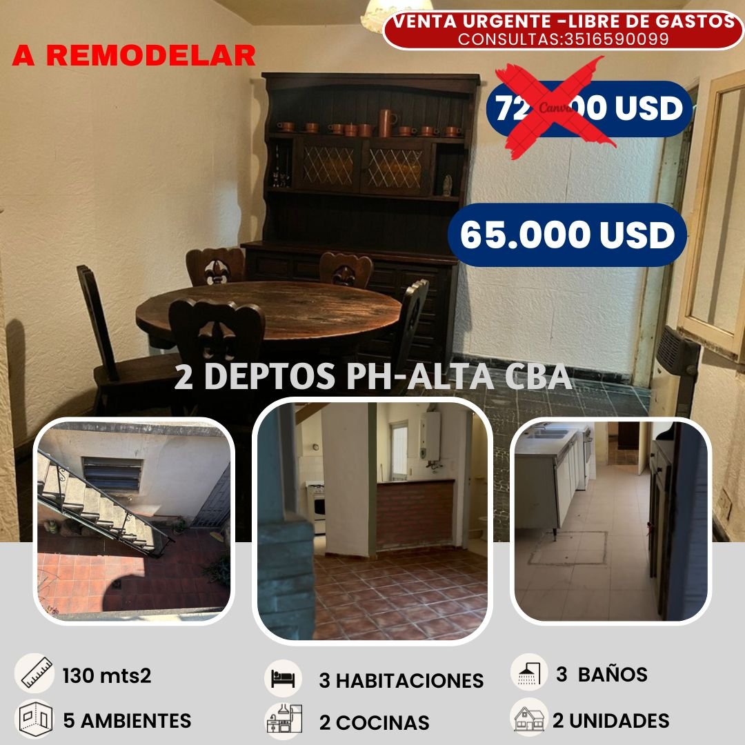 Andrea Verónica Rohner Facebook ad: VENTA URGENTE 2 DEPTOS CORAZON DE MZA-ALTA CBA