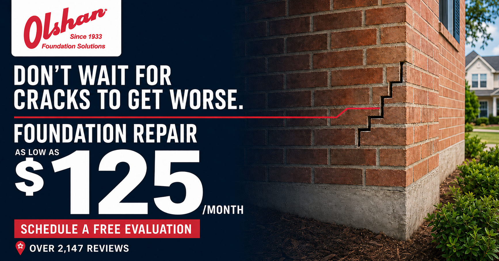 Olshan Foundation Repair Facebook ad: Cracks Getting Worse?