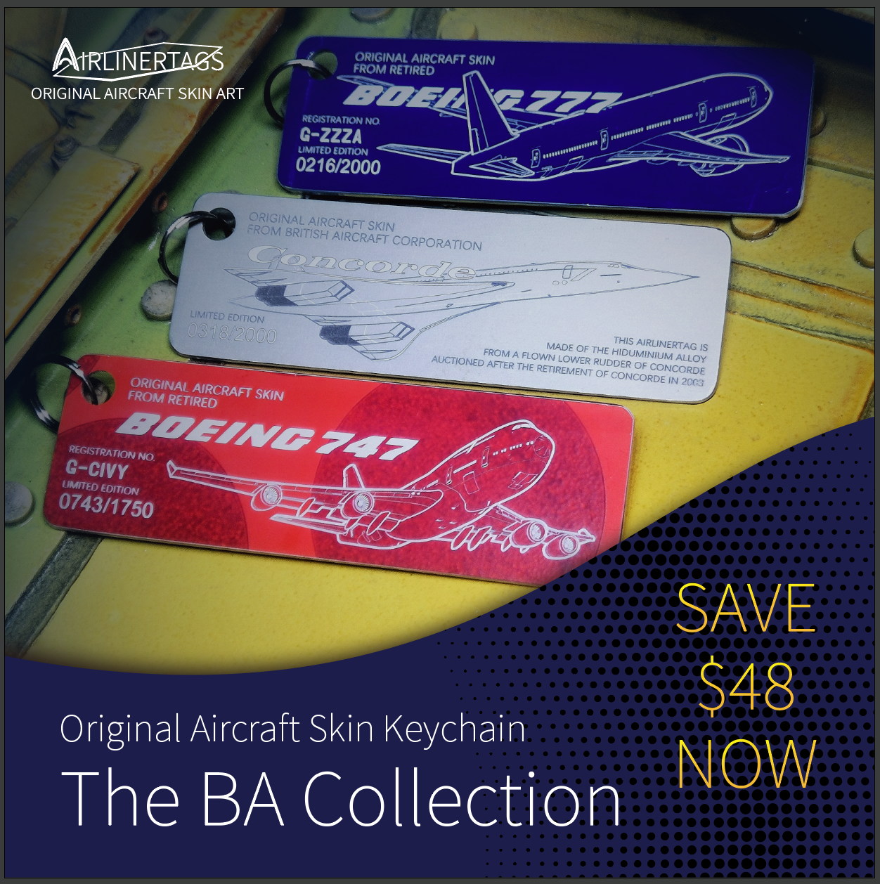 Airlinertags Facebook ad: BA Keyrings Collection