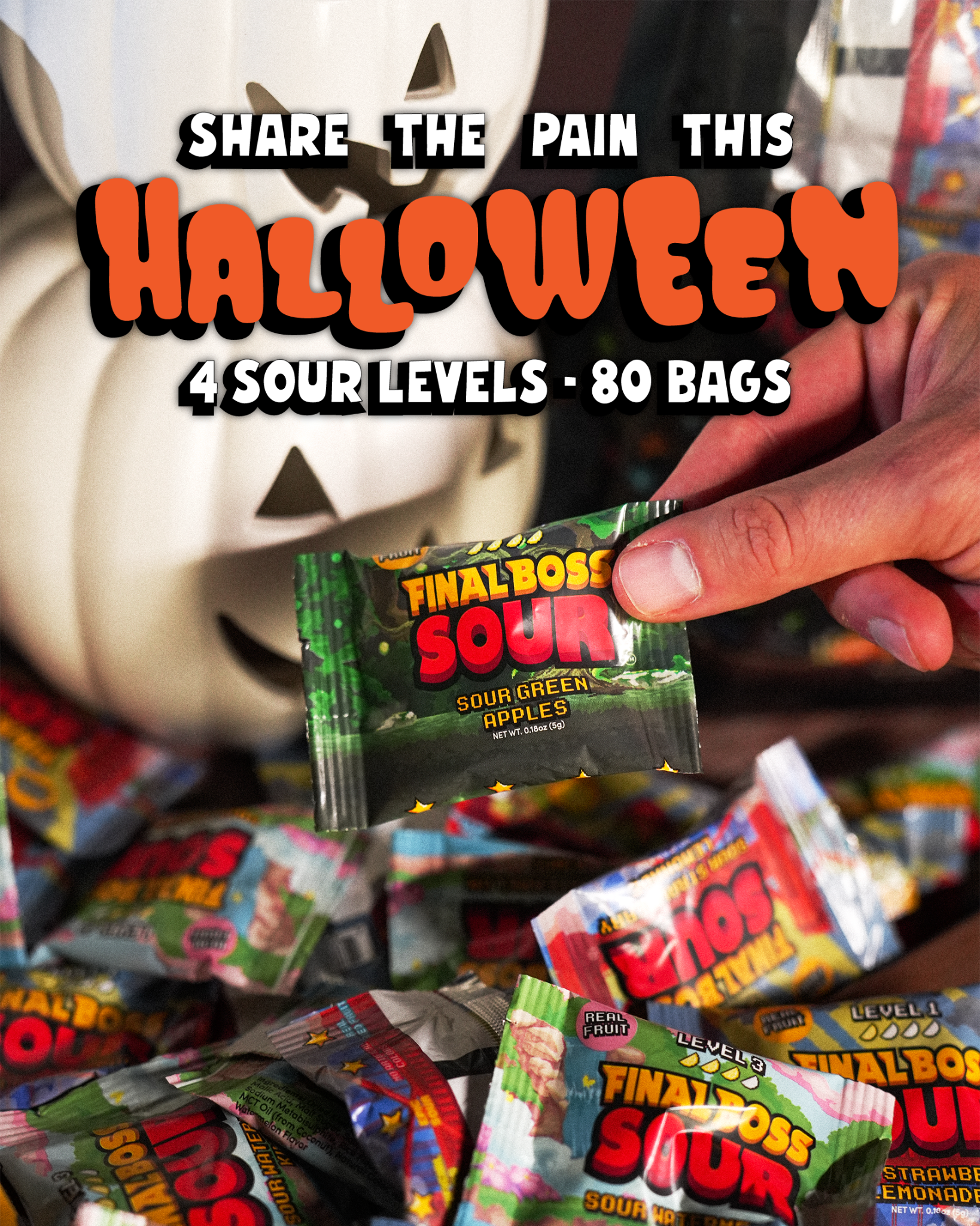 FINAL BOSS SOUR Facebook ad: Mouth watering sour snacks