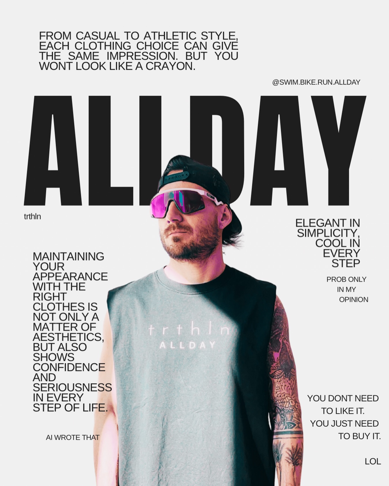 swim.bike.run.allday Facebook ad: lifestyle gear for the minimal triathlete