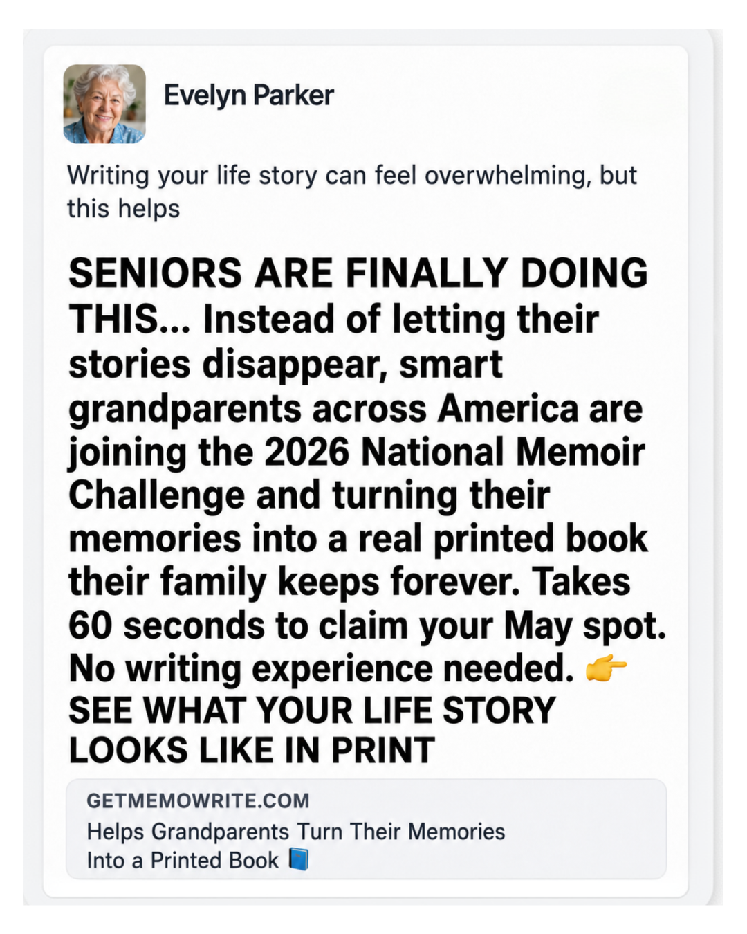 Memowrite Facebook ad