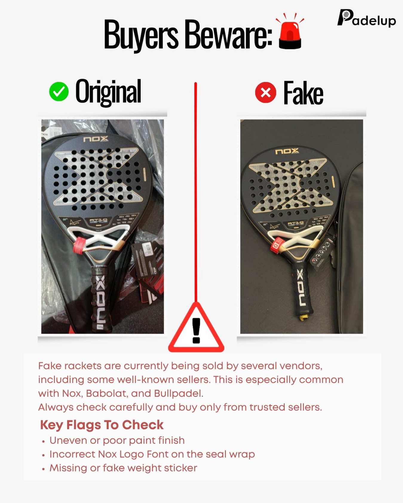 Padelup Facebook ad: Beware of fake padel rackets in Pakistan!