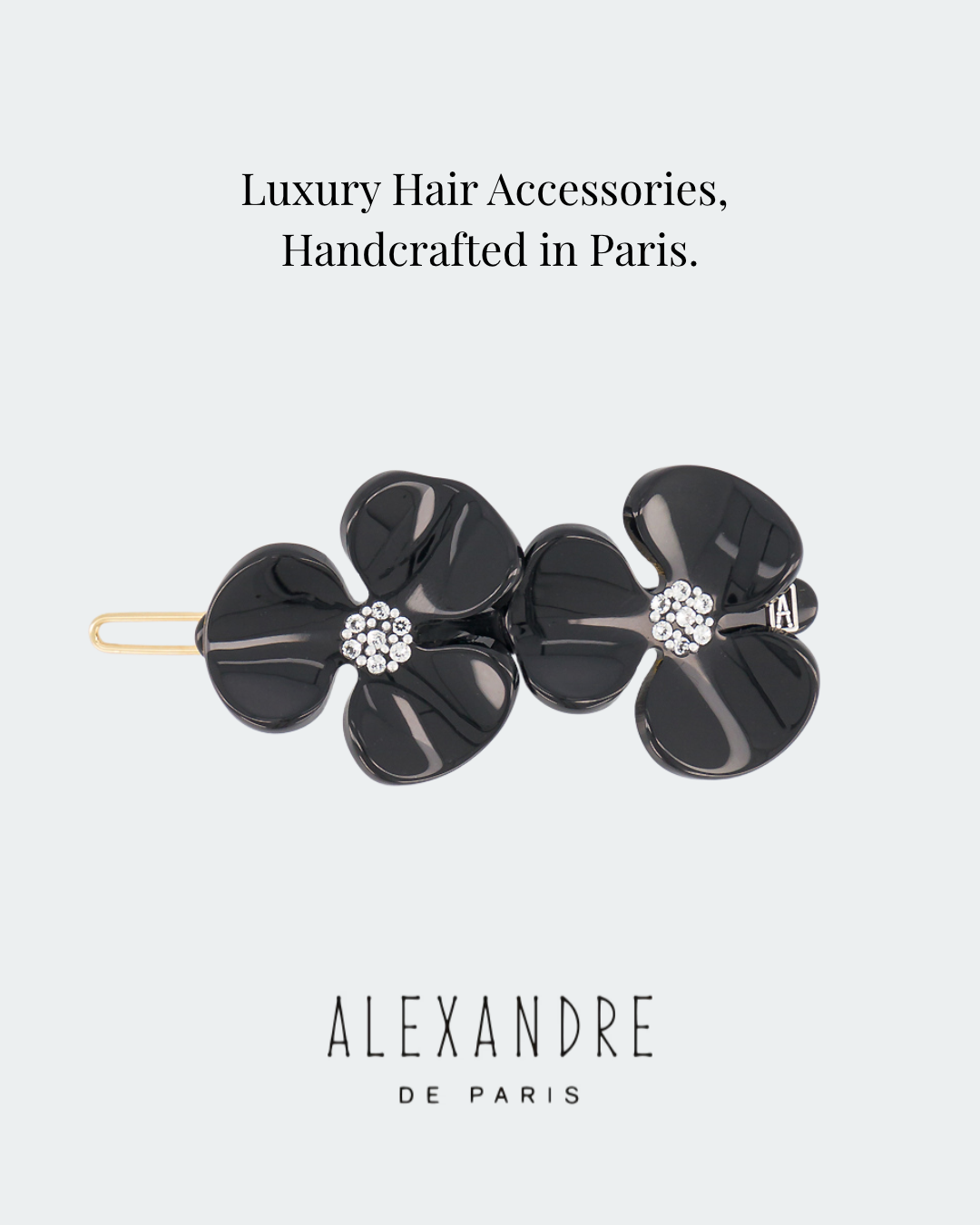 Transatlantic Jewels Facebook ad: Camelia Acetate Side Barette