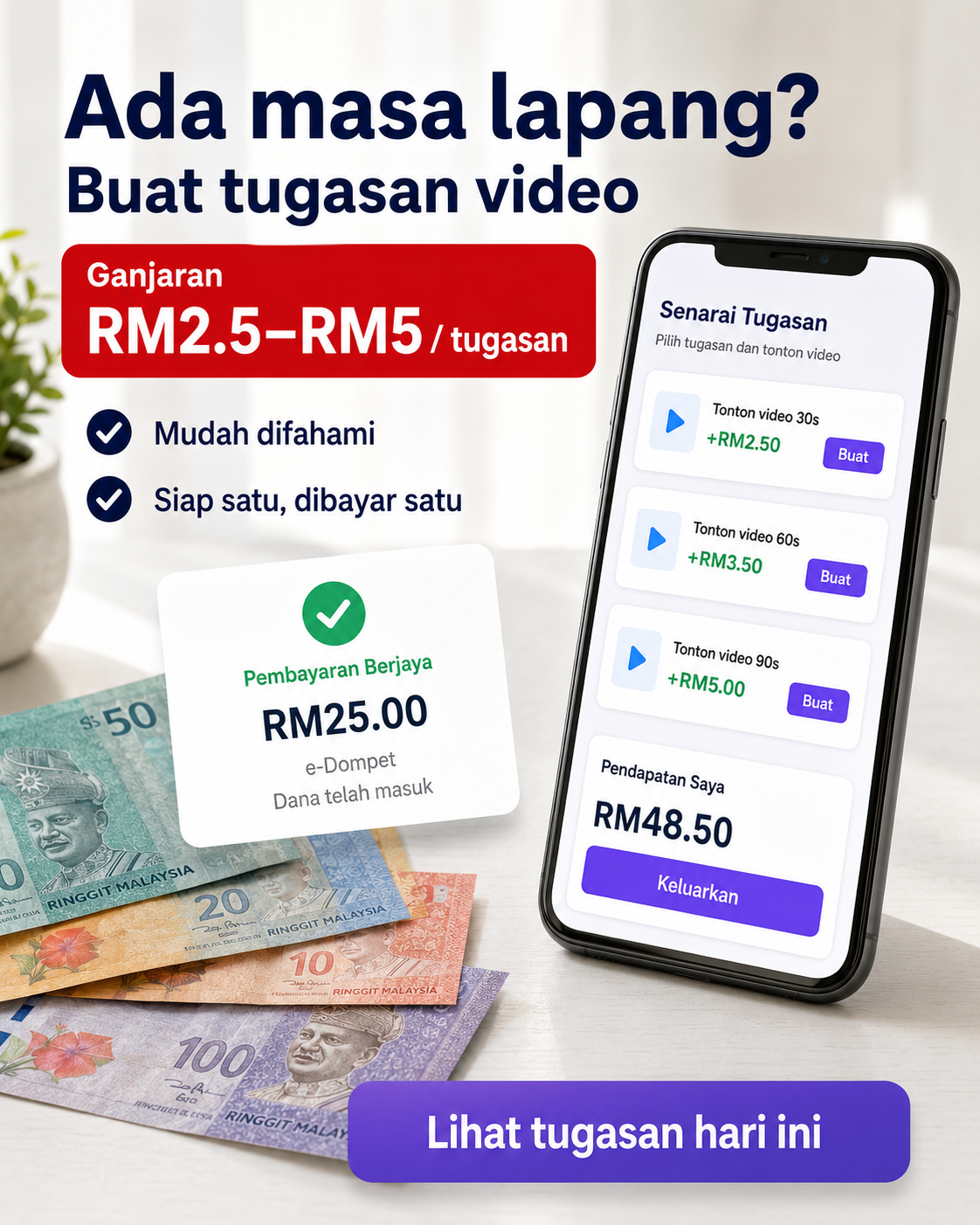 ओक्यूडब्ल्यूवायएससाहिप3 Facebook ad: FortunePapa Malaysia - Earn Cash by Visiting Brand Websites