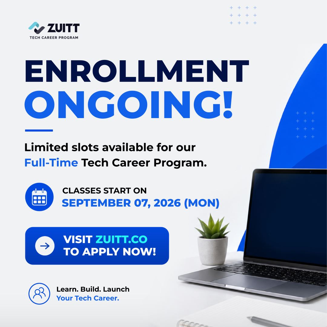 Zuitt - Tech Career Program Facebook ad: YOUR TECH CAREER CAN START WITH LEARNING ONE…