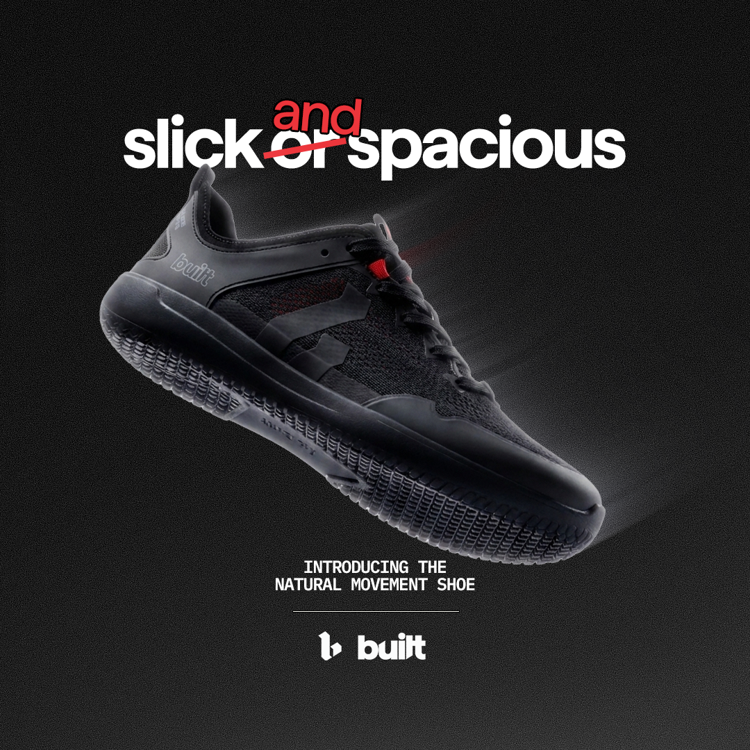 Built Athletics Facebook ad: Natural Movement Shoe v1 is live now. Shop now.