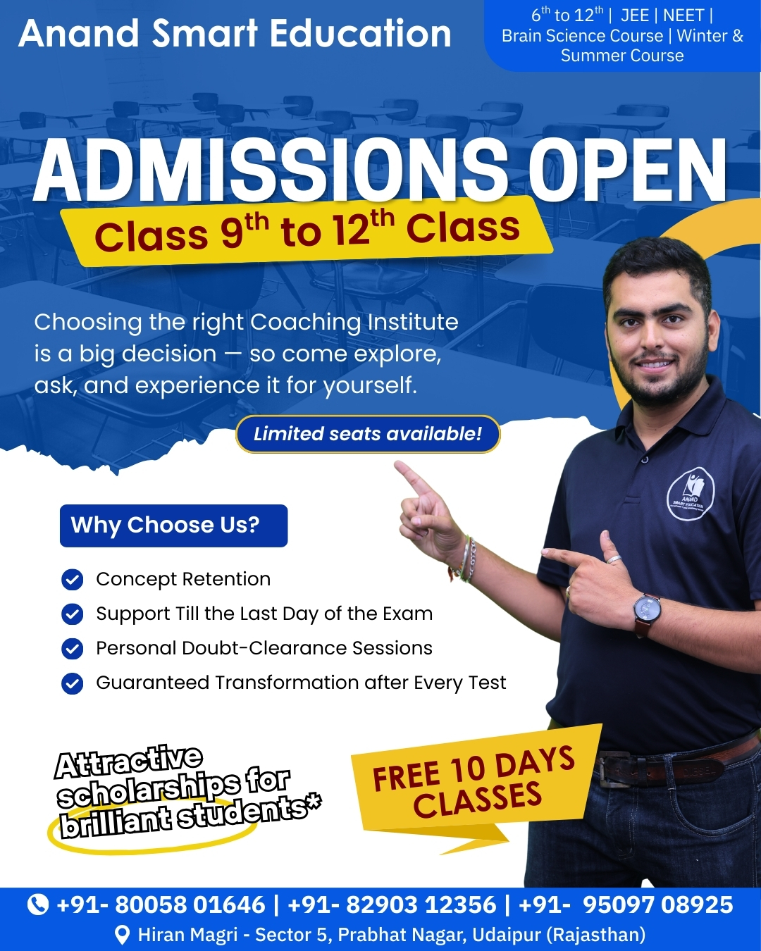Anand Smart Education Facebook ad: Admissions Open for Class 9th to 12th