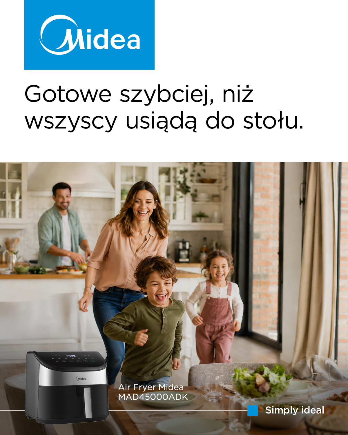 Midea Polska Facebook ad: Obiad dla całej rodziny, a na zegarze tylko…