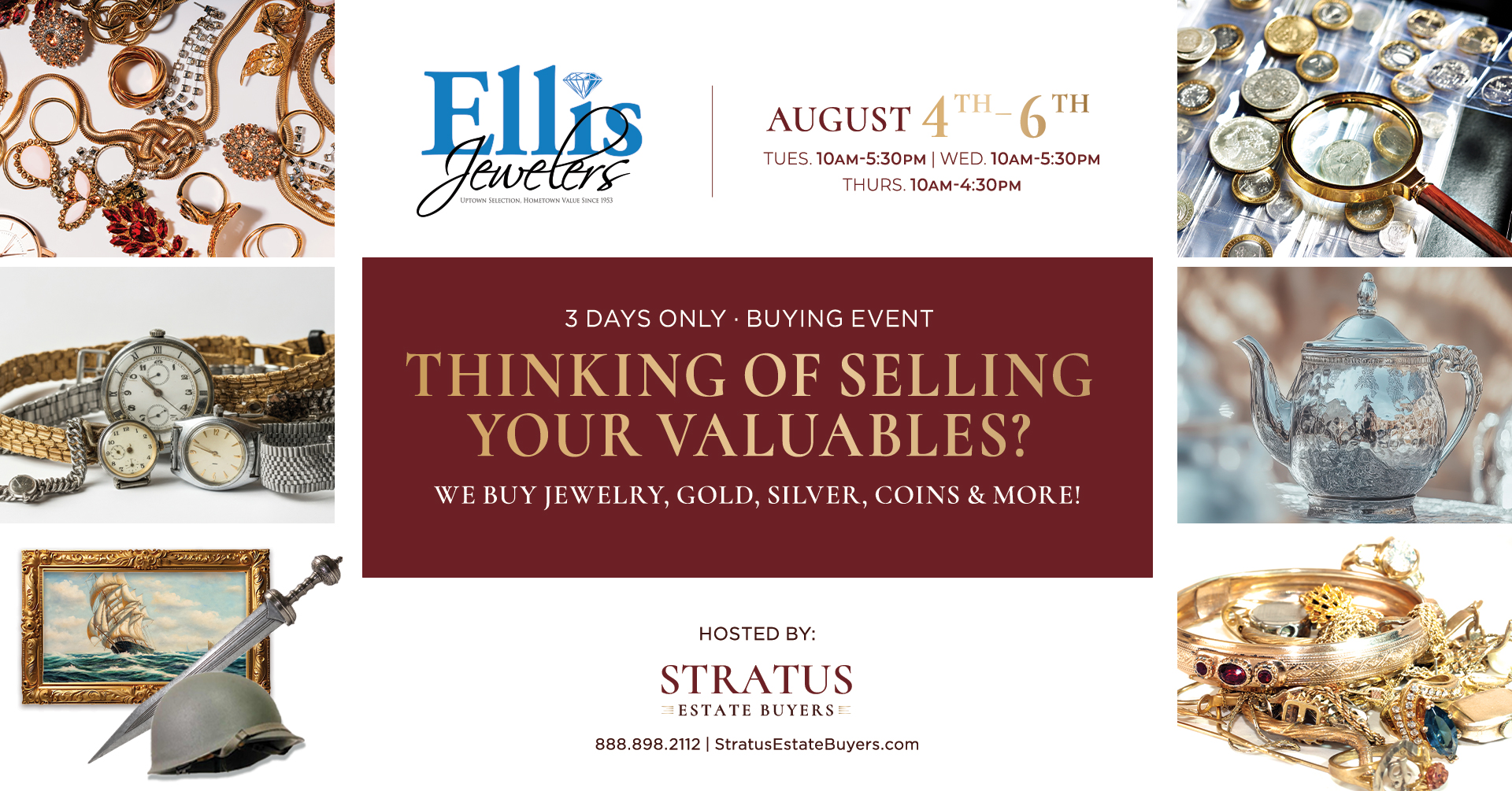 Stratus Estate Buyers Facebook ad: Estate Buying Event - Ellis Jewelers Downtown Concord