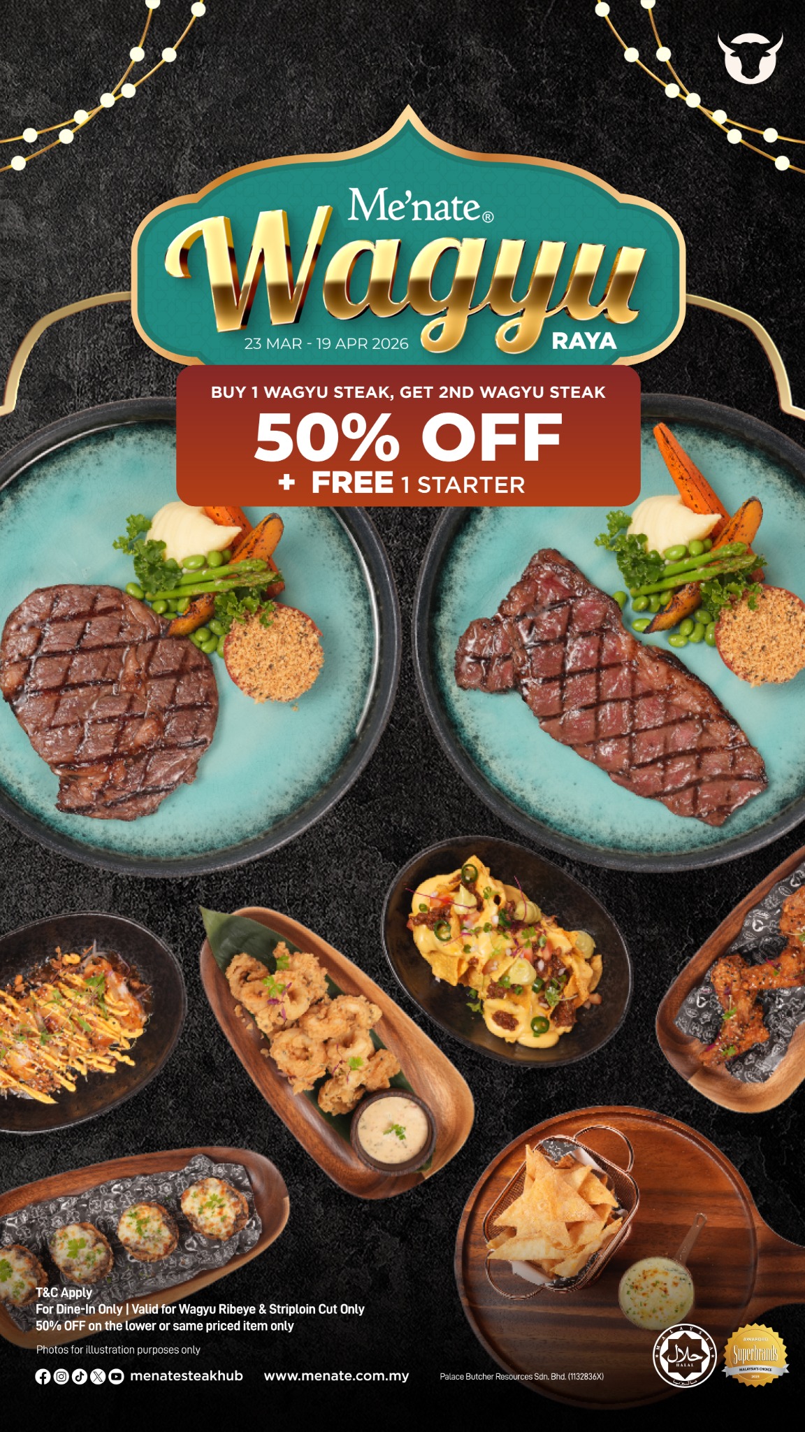 Me'nate Steak Hub Facebook ad from Mar 25, 2026