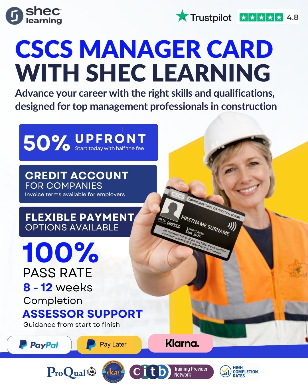 SHEC Learning Facebook ad: Get Your Gold or Black CSCS Card