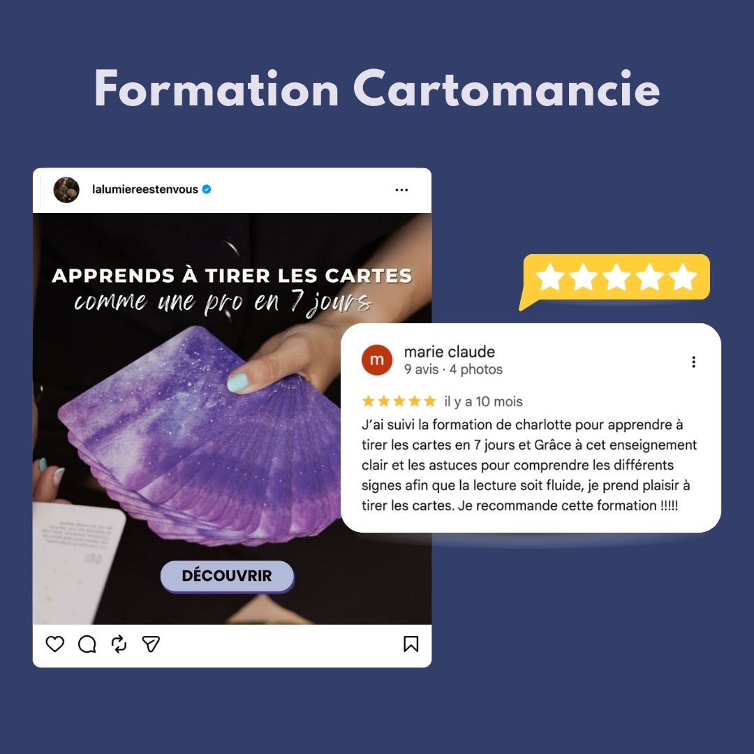 La lumière est en vous Facebook ad: Apprenez à tirer les cartes