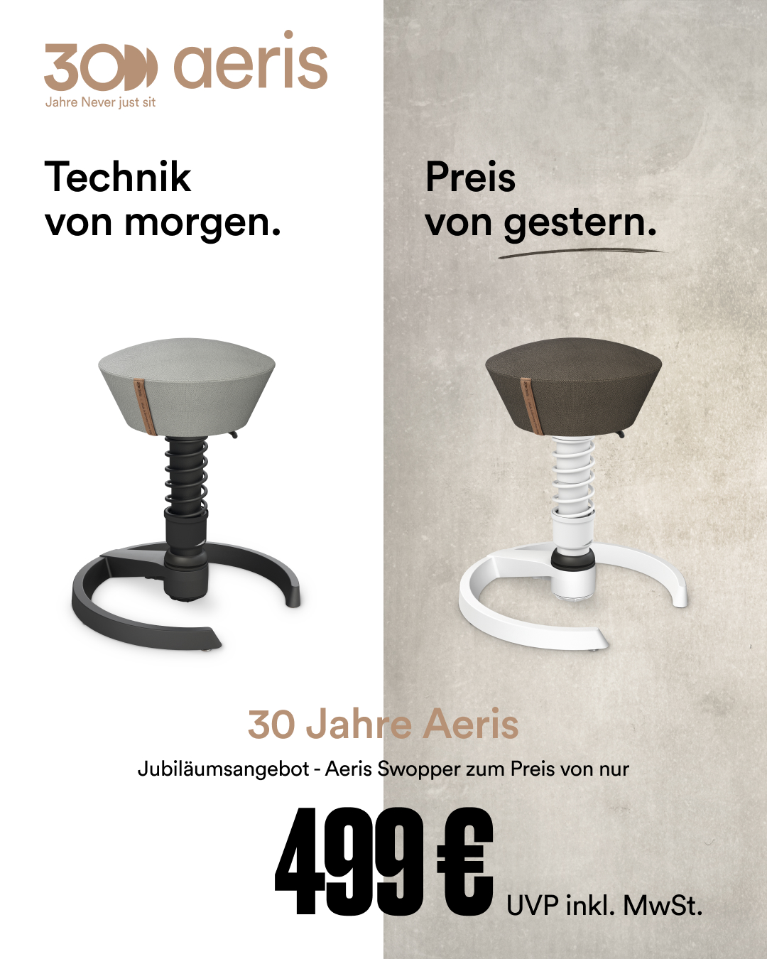 Aeris - Never just sit Facebook ad: Jubiläums-Swopper für 499 €