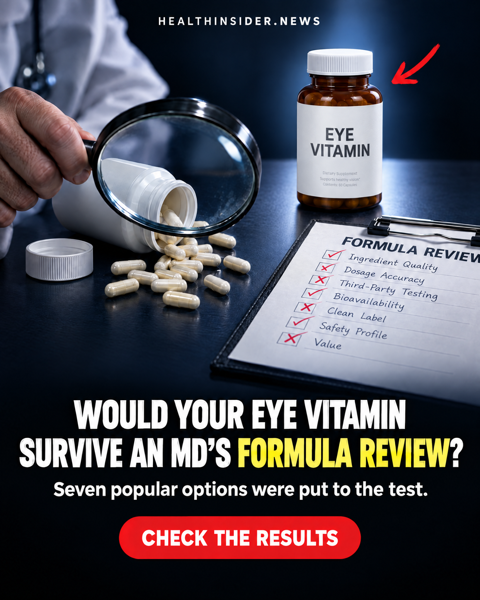Health Insider Facebook ad: An MD Ranked 7 Vision Supplements